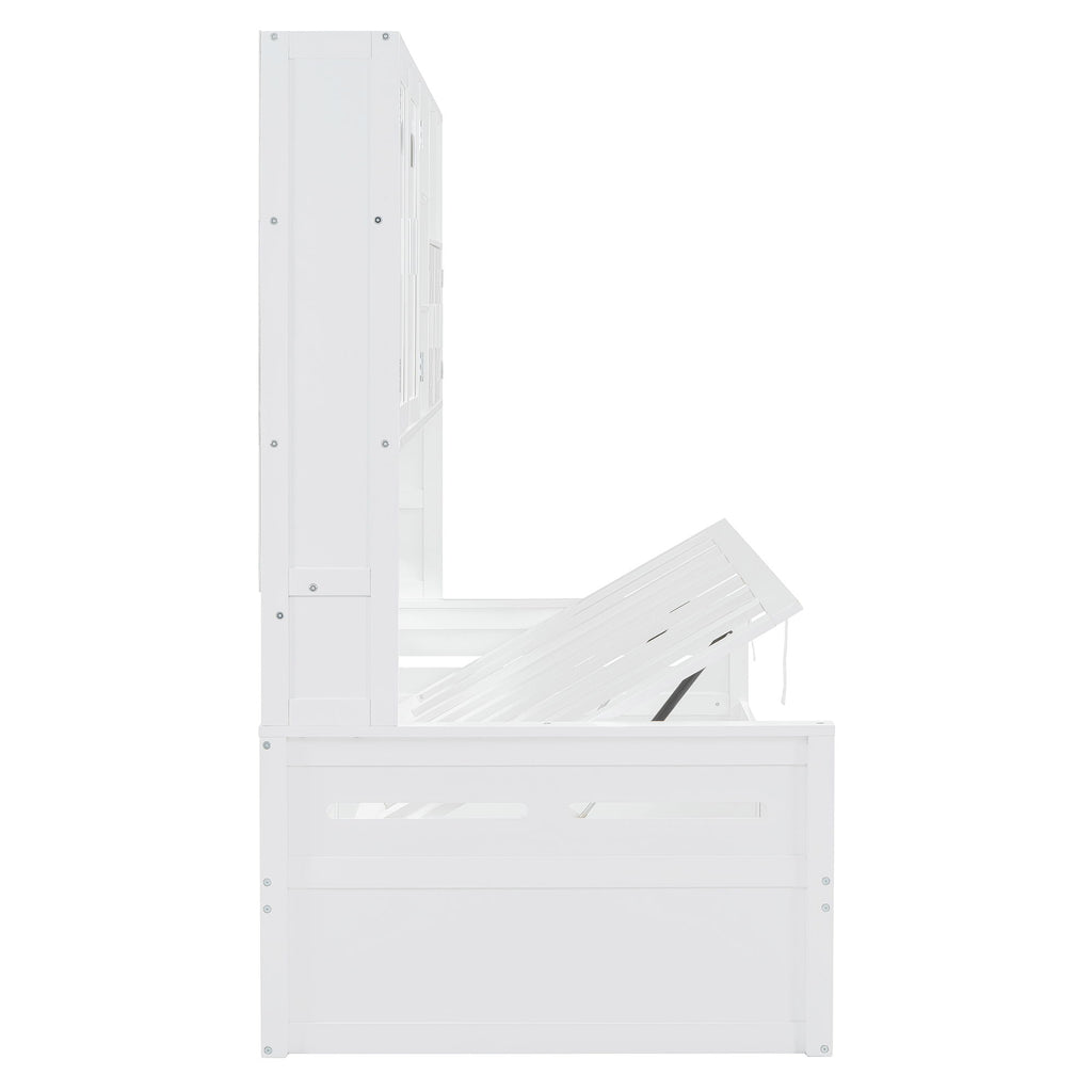 Daybed With All-In-One Cabinet And Shelf