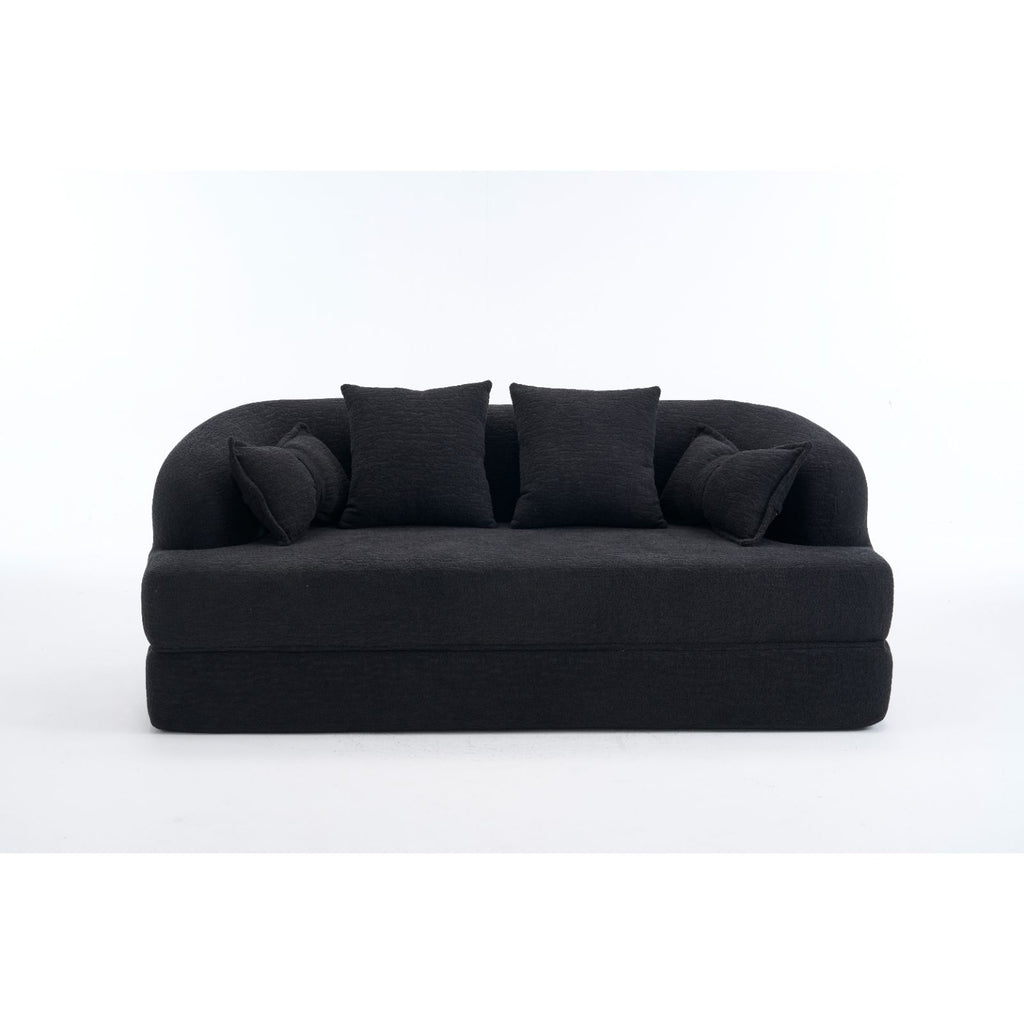 Foldable Sofa Bed, Boneless Couch Convertible Sleeper With 4 Pillows