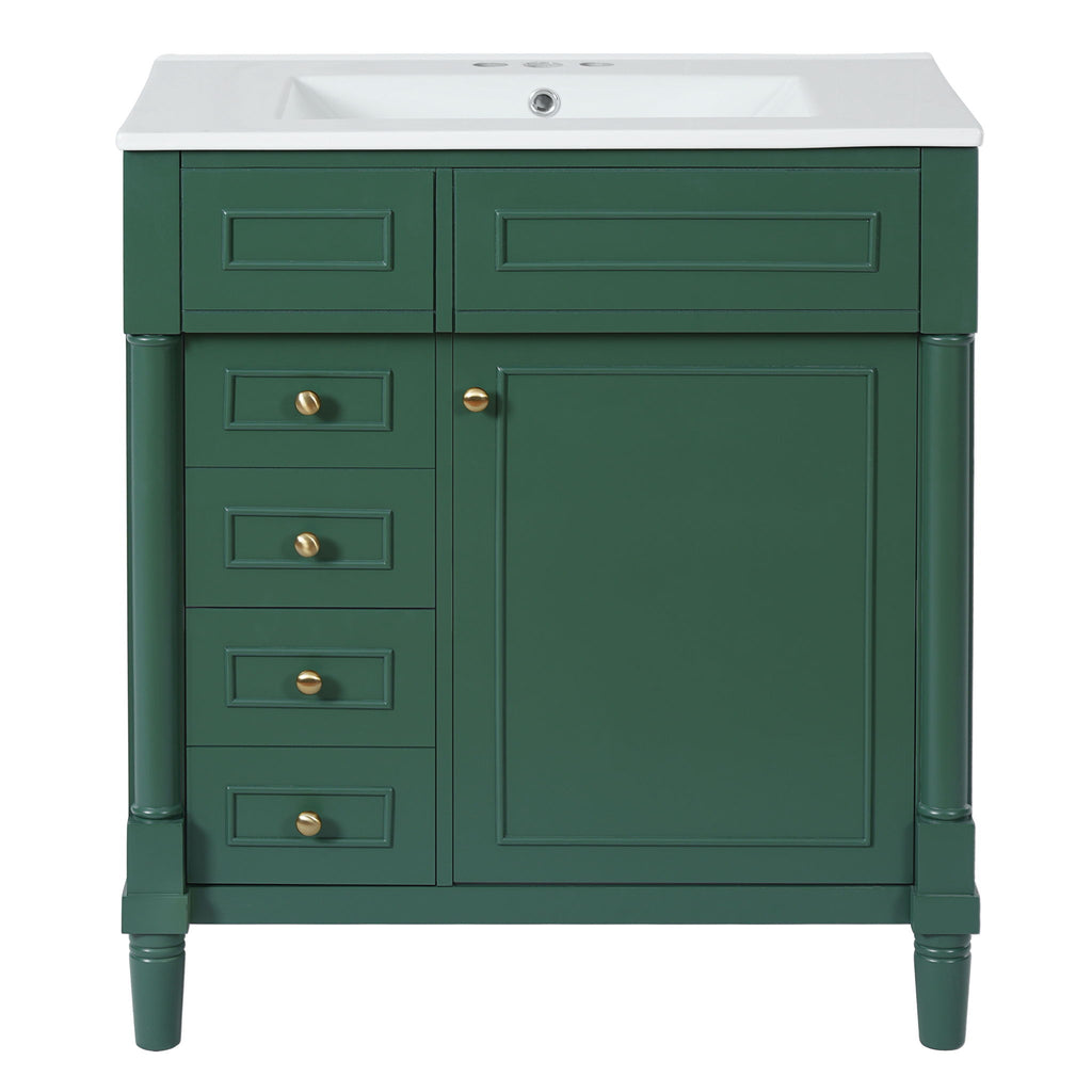 Bathroom Vanity With Sink, Freestanding Storage Cabinet & 2 Drawers And Soft Closing Door, Solid Legs, Frame, Basin,