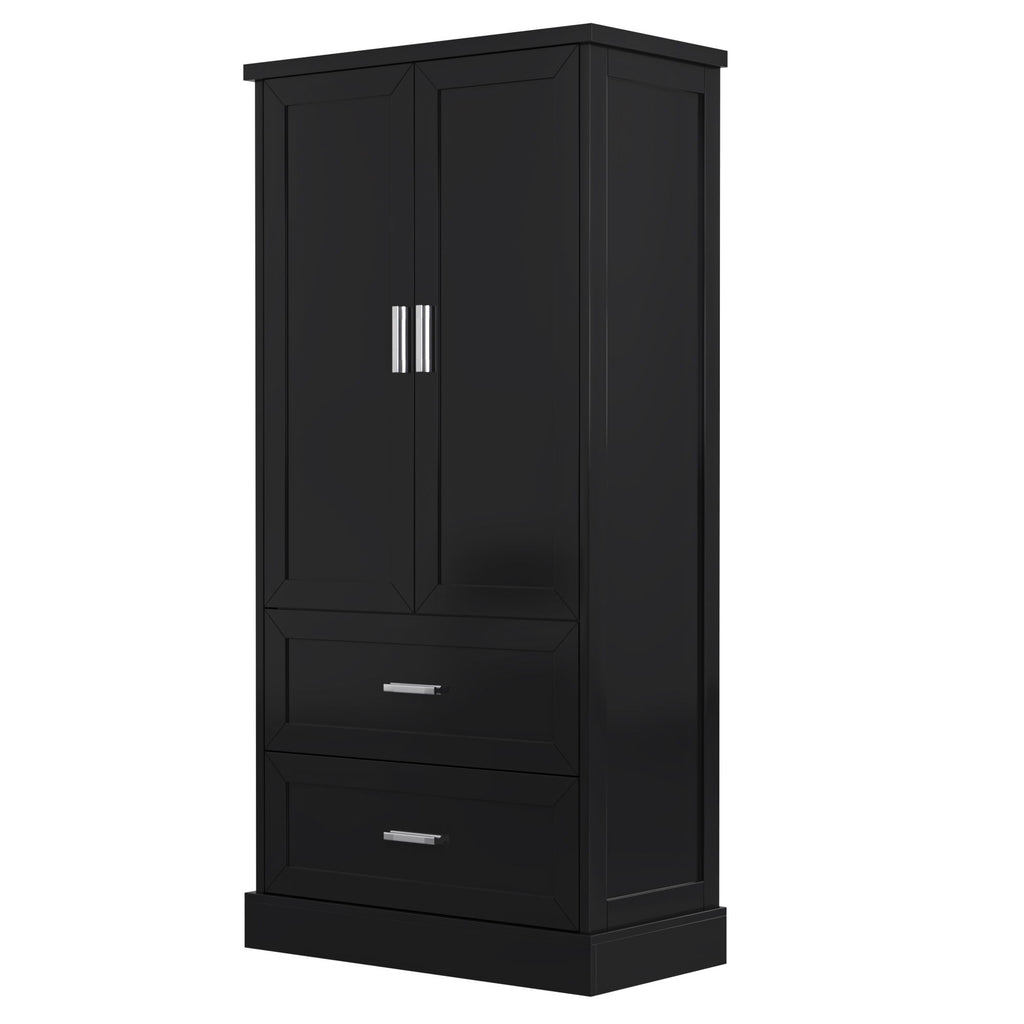 Tall Bathroom Storage Cabinet With 2 Doors And Drawers, Adjustable Shelf