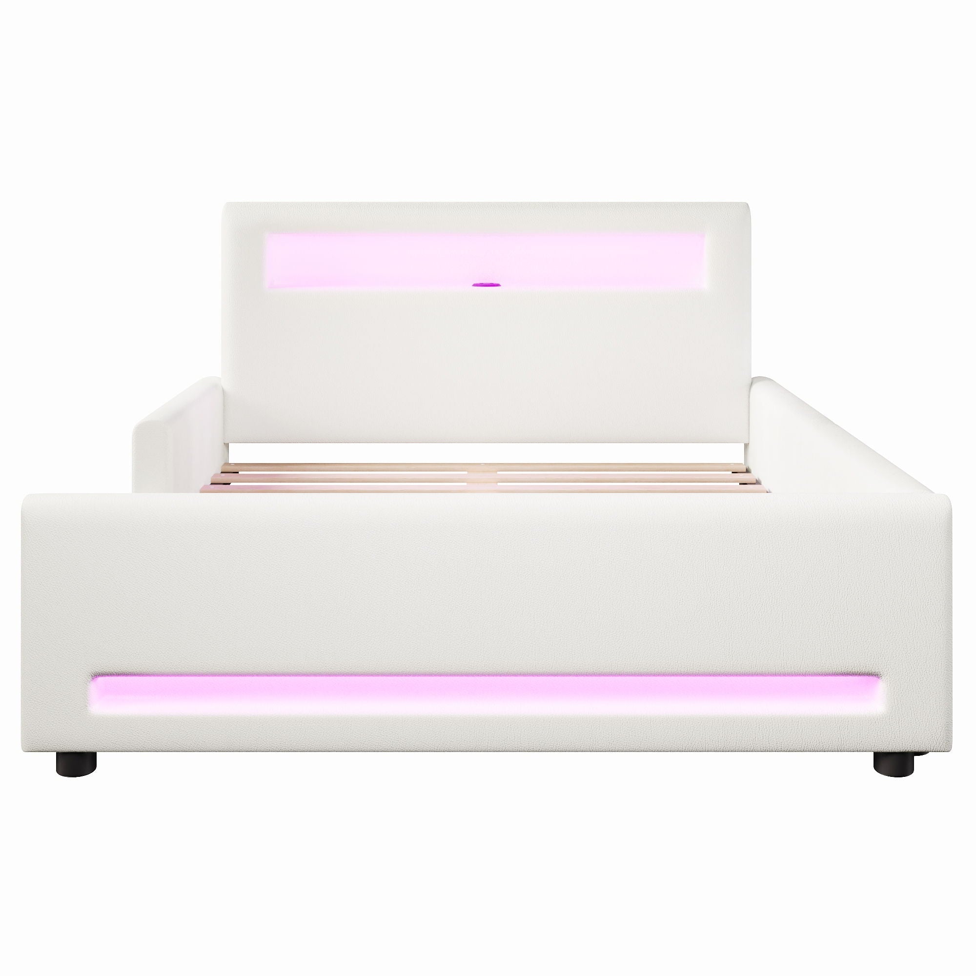 Upholstered Platform Bed With Drawer, LED Light Strip, USB Port