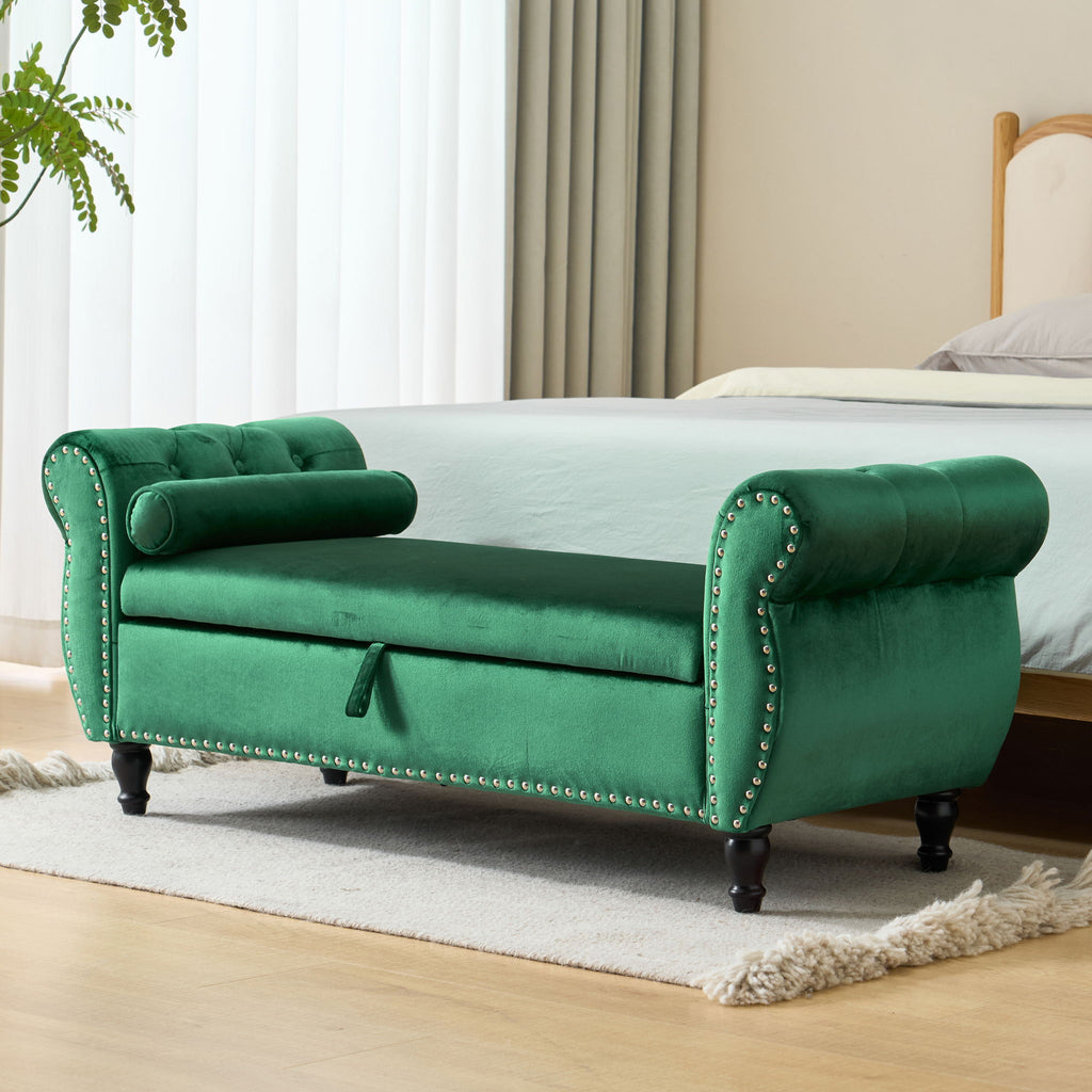 Luxurious Multifunctional Storage Ottoman Bench With Pillow