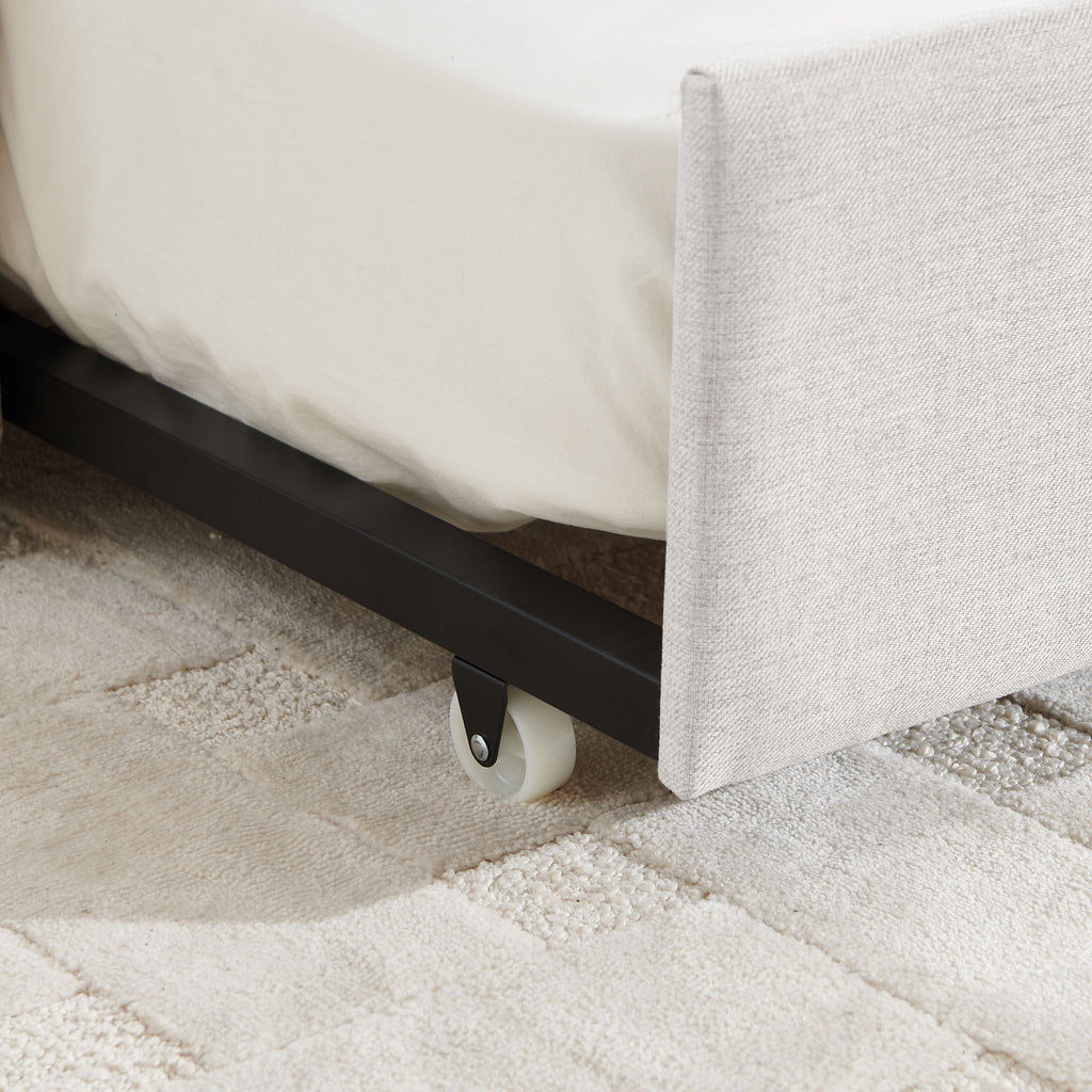 Upholstered Daybed With Trundle With Vertical Stripes