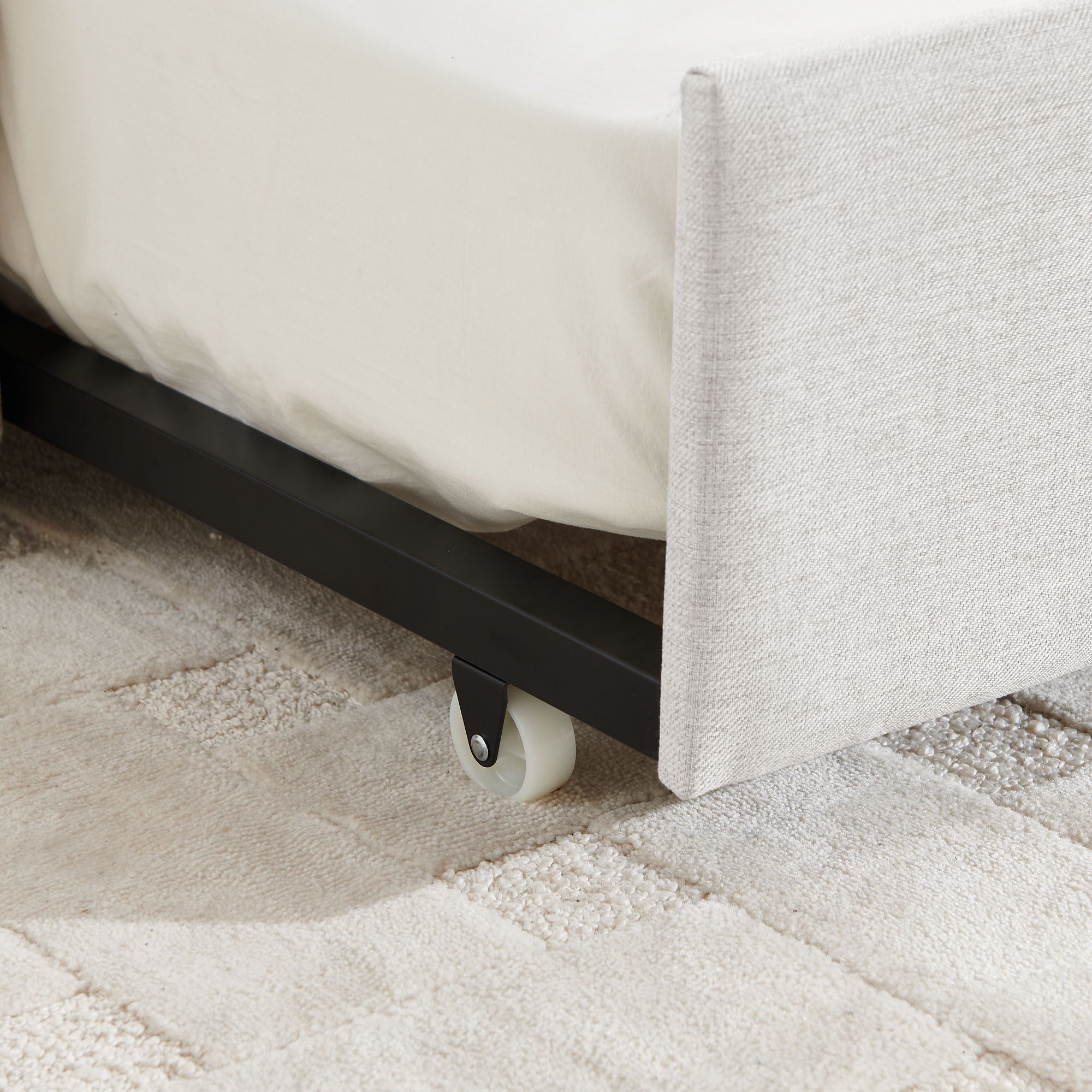 Upholstered Daybed With Trundle With Vertical Stripes