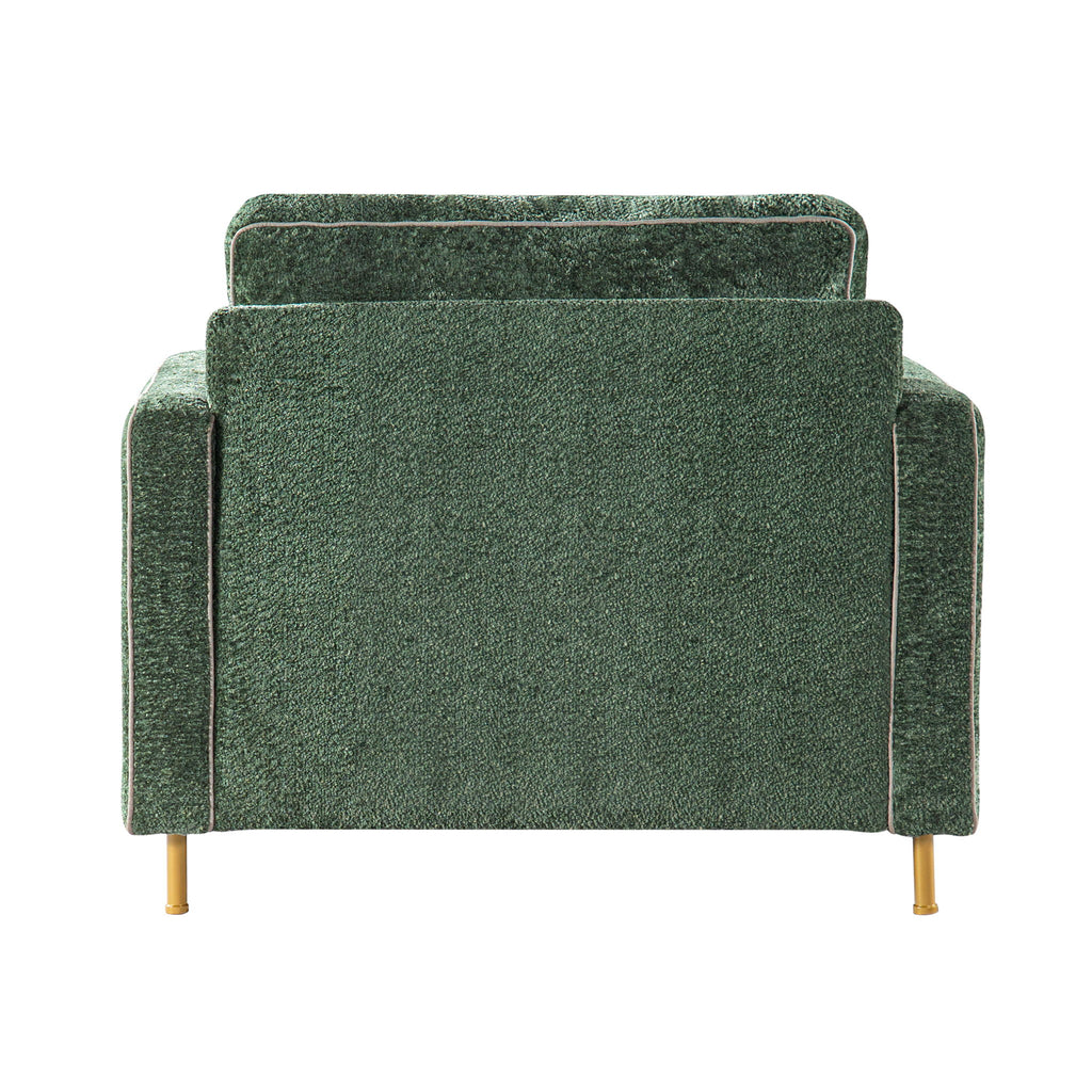 Accent Chair Upholstered Single Sofa With Square Arms, Sewn Pillow Back For Living Room