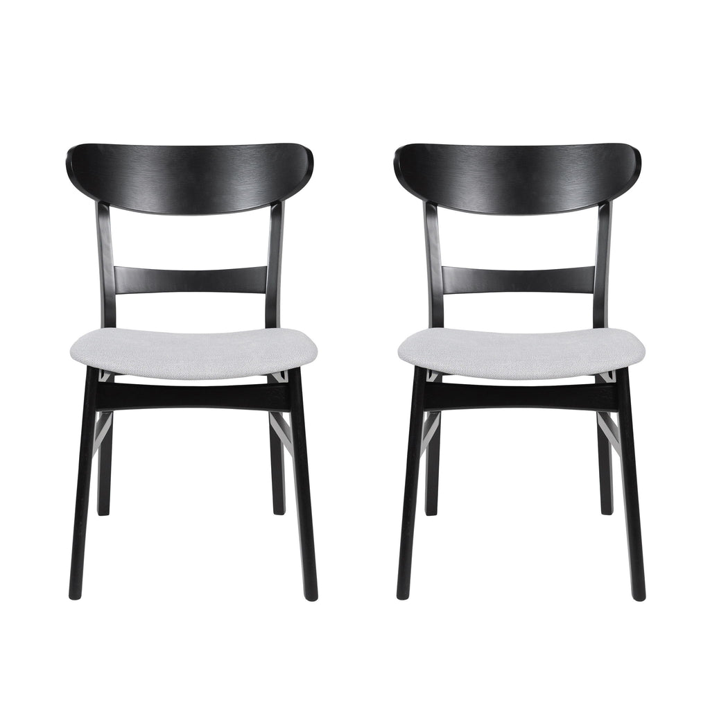 Dining Chairs With Upholstered Seat (Set of 2) - Black / Light Beige