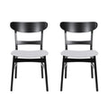 Dining Chairs With Upholstered Seat (Set of 2) - Black / Light Beige