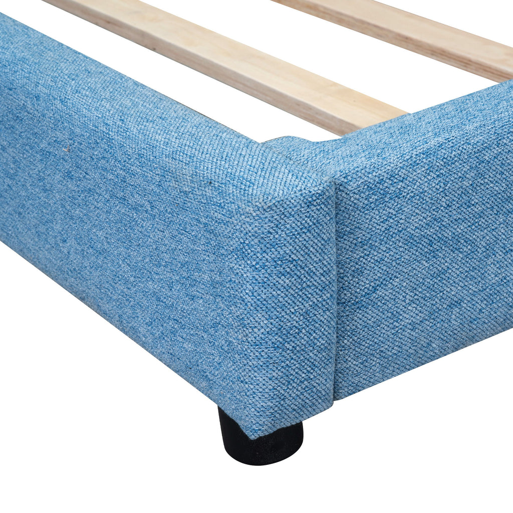 Modern Upholstered Platform Bed With USB Ports And LED Belt