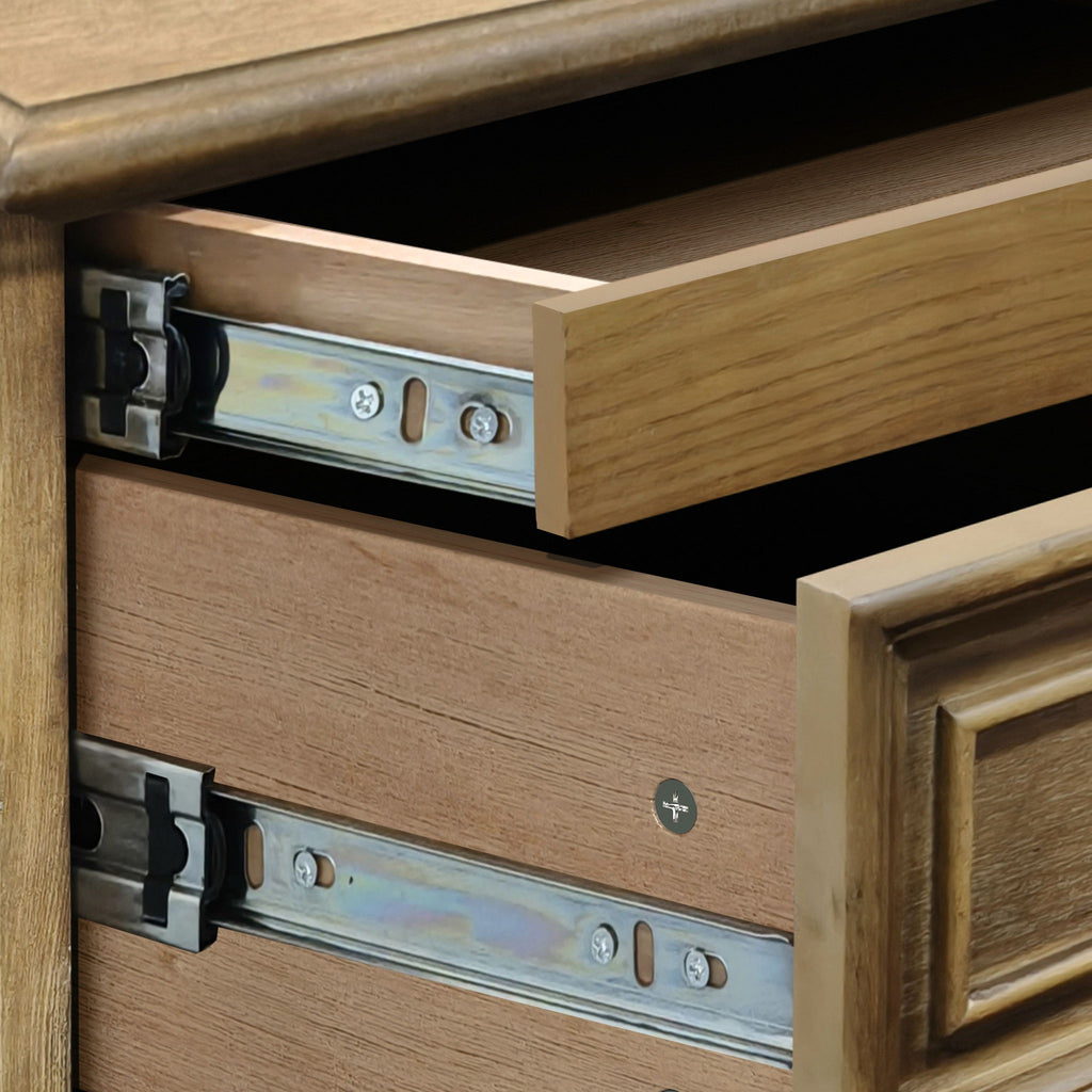 Nightstand With 4 Drawers With Hidden Pull Out Shelf - Light Brown