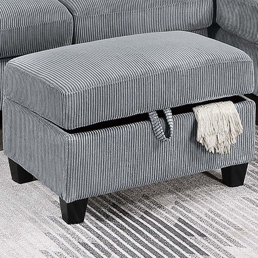 Contemporary Sectional Set With Right Arm Chaise, Left Arm Sofa With USB Port, Storage Ottoman