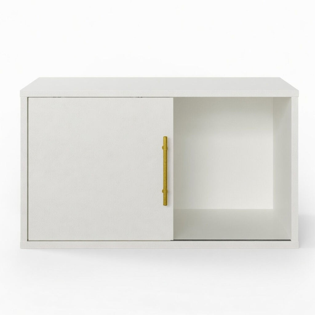 Cube Storage Organizer With Sliding Door Stackable Modular Bookshelf & Storage Cabinet - White
