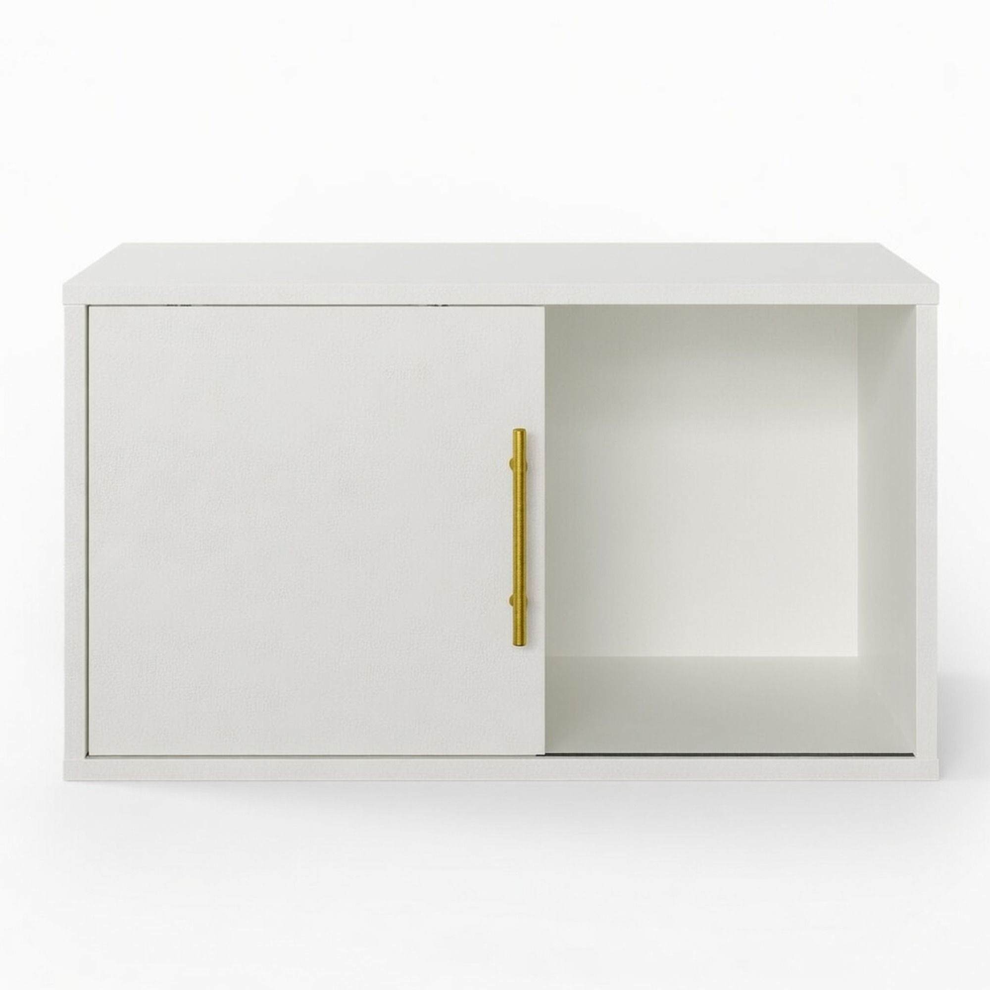 Cube Storage Organizer With Sliding Door Stackable Modular Bookshelf & Storage Cabinet - White