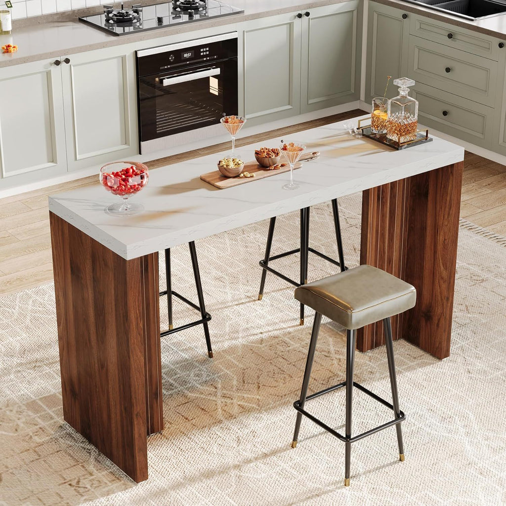 Home Bar Height Table For Kitchen - Brown / White