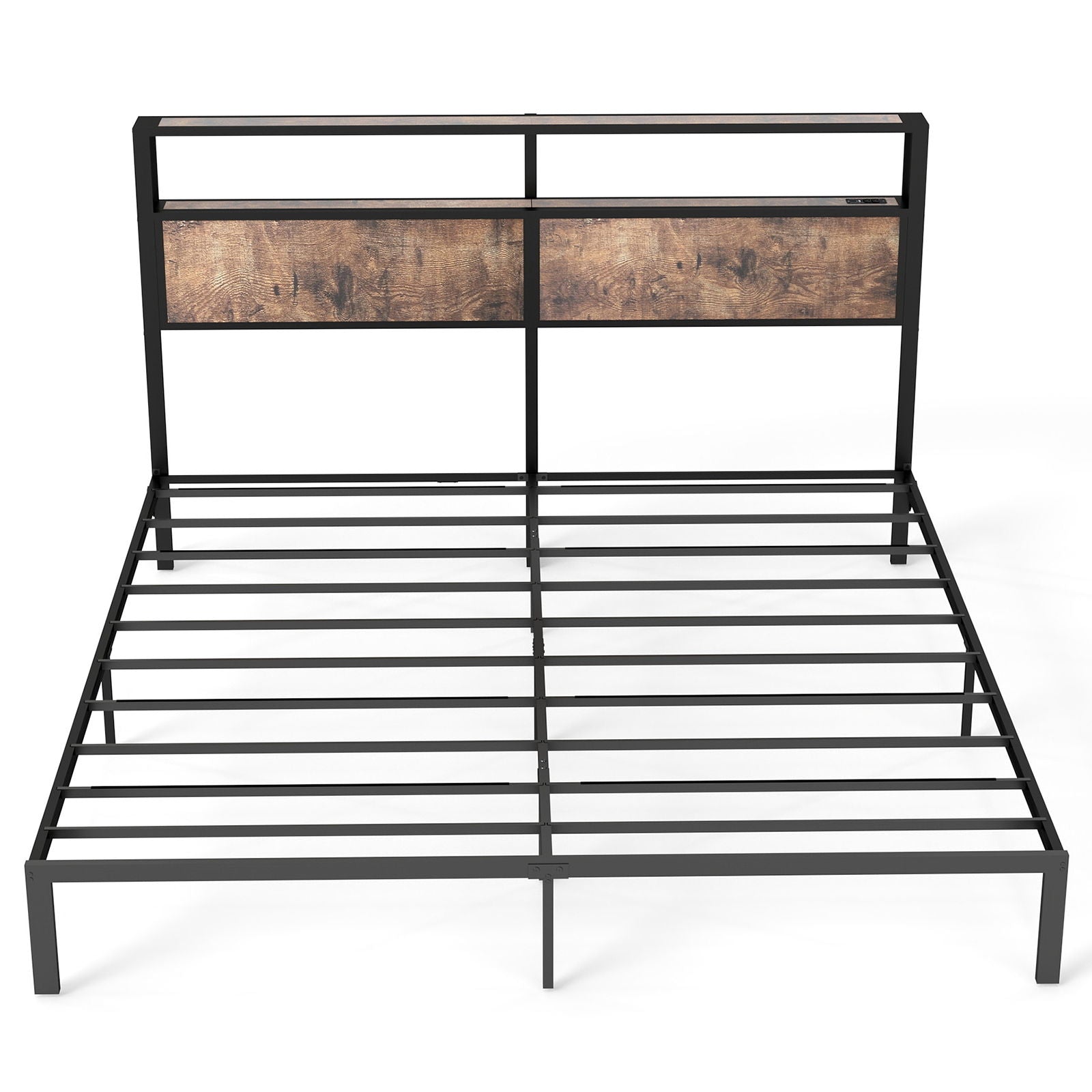 Bed Frame With Headboard, LED Lights & Charging Station