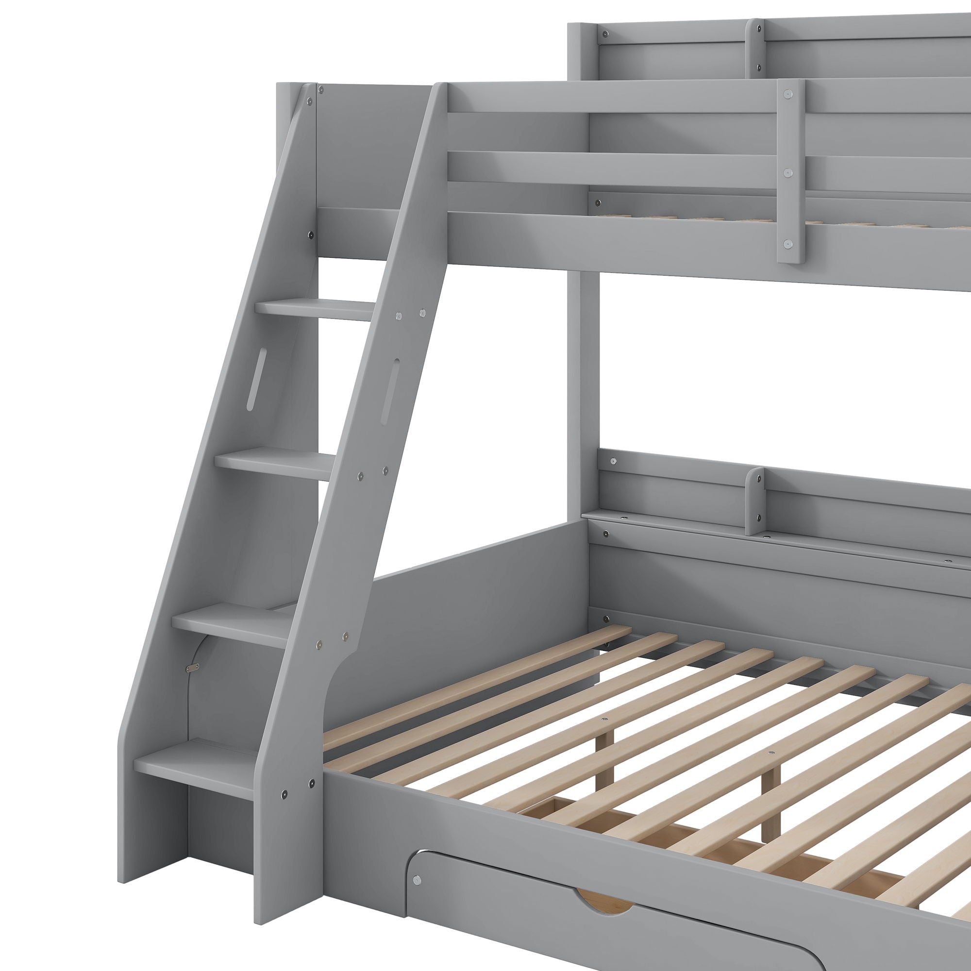 Bunk Bed With Storage Shelves, LED Lighting, Charging Station And Drawer