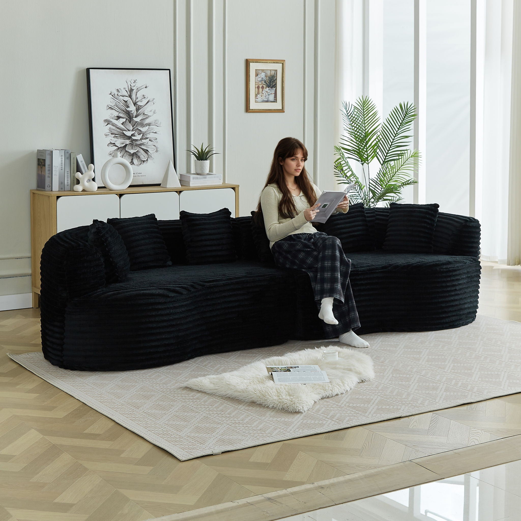 Sectional Sofa, Oversized 4 Seater With Deep Seat Design