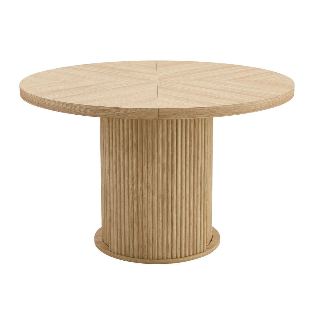 Roman Column Round Dining Table With Double Layer Storage - Wood