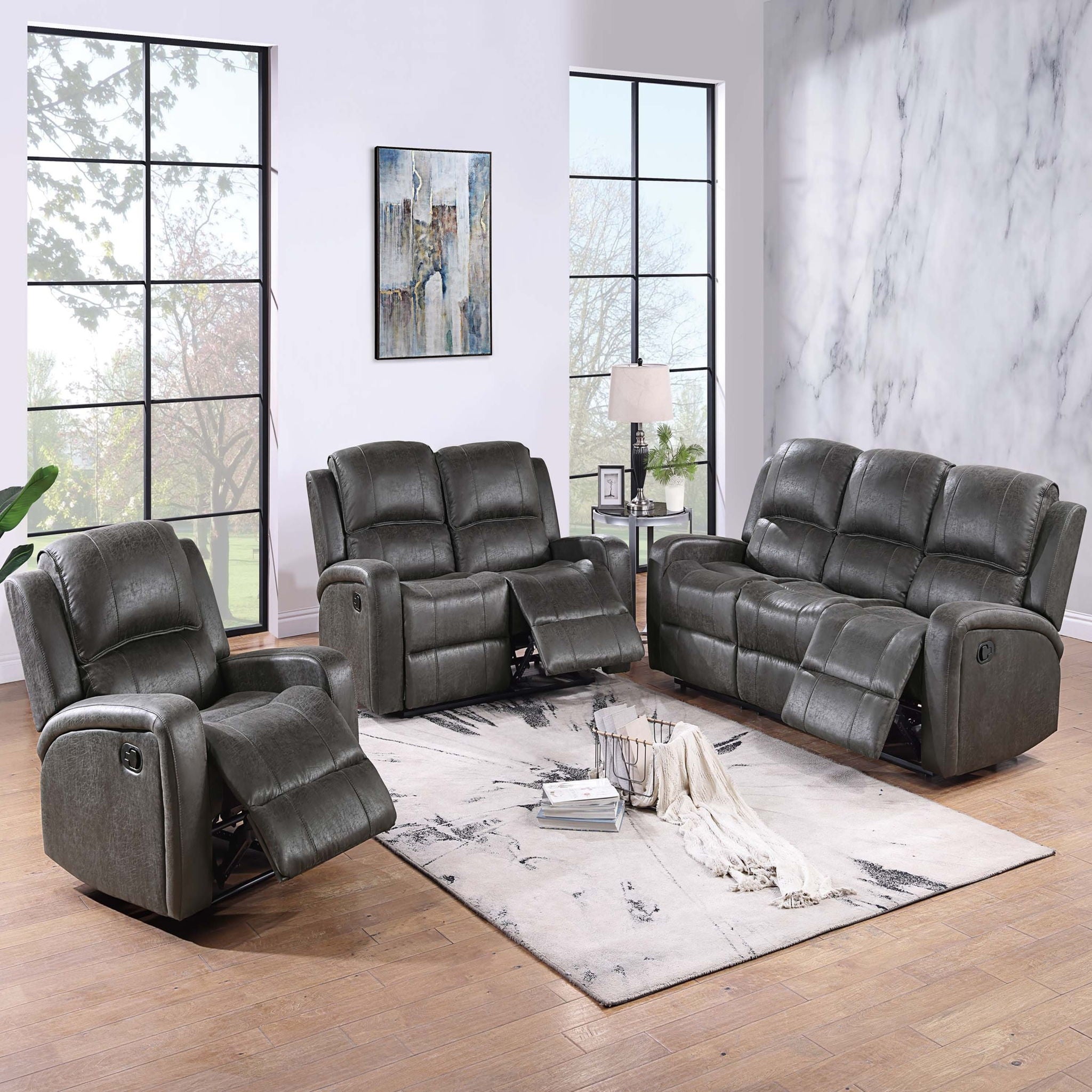 Manual Reclining Loveseat With Horizontal And Vertical Tufting