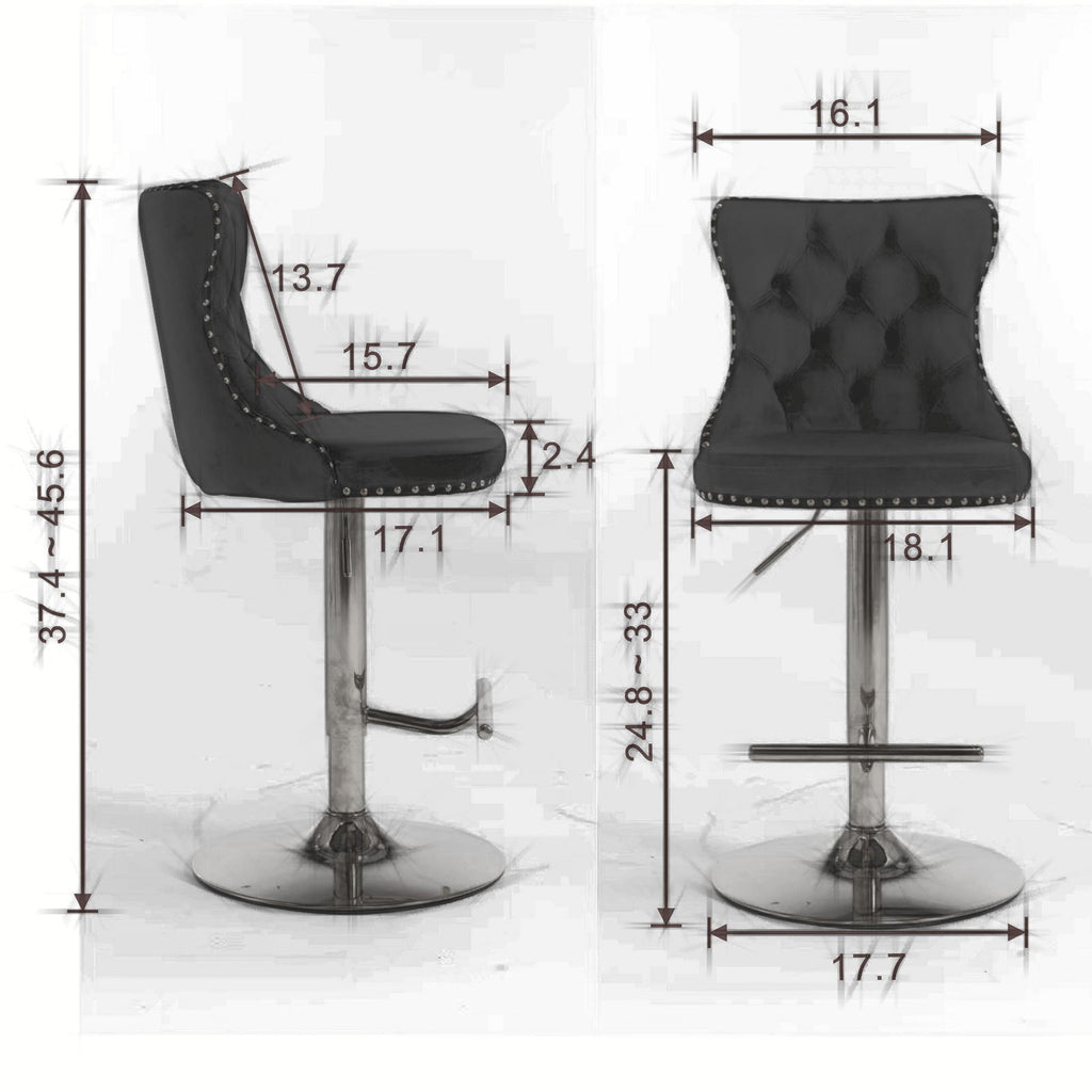 Swivel Barstools Adjusatble Seat Height From 25-33", Modern Upholstered Base Bar Stools With Backs Comfortable Tufted For Home Pub And Kitchen Island (Set of 2)