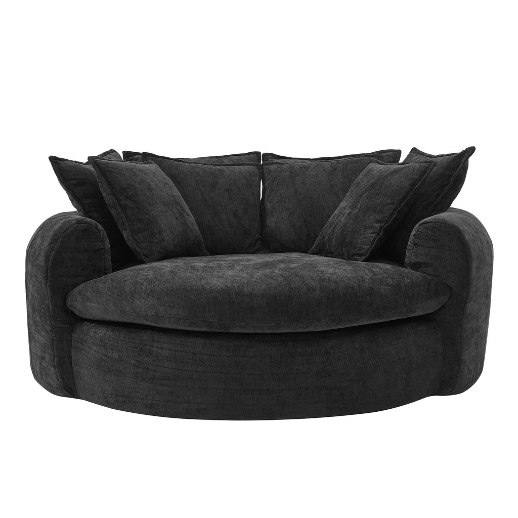 Modern Round Chaise Sofa With 8 Throw Pillows