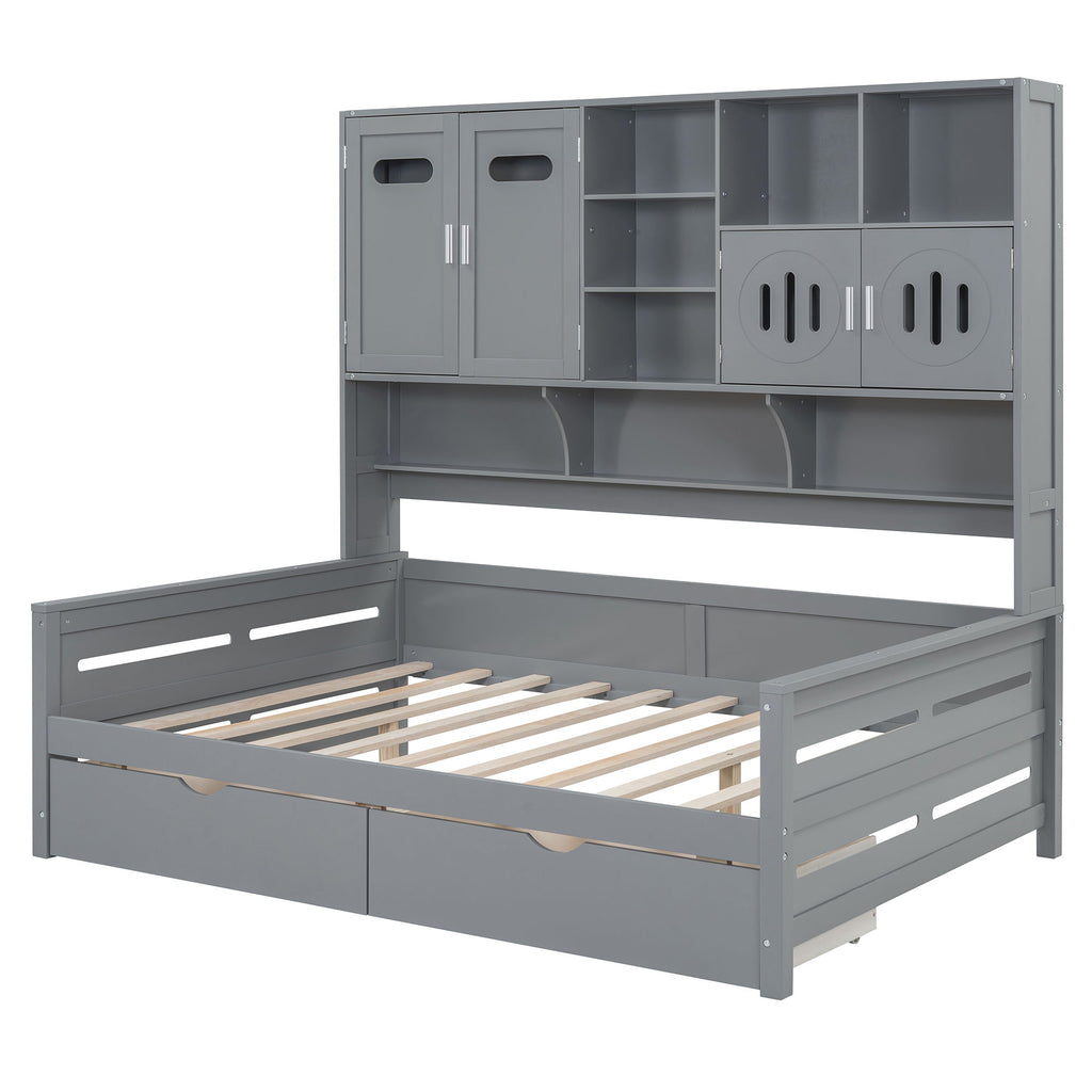 Daybed With All-In-One Cabinet And Shelf