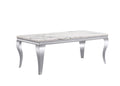 Marble Printed Rectangular Table, Stainless Steel Legs