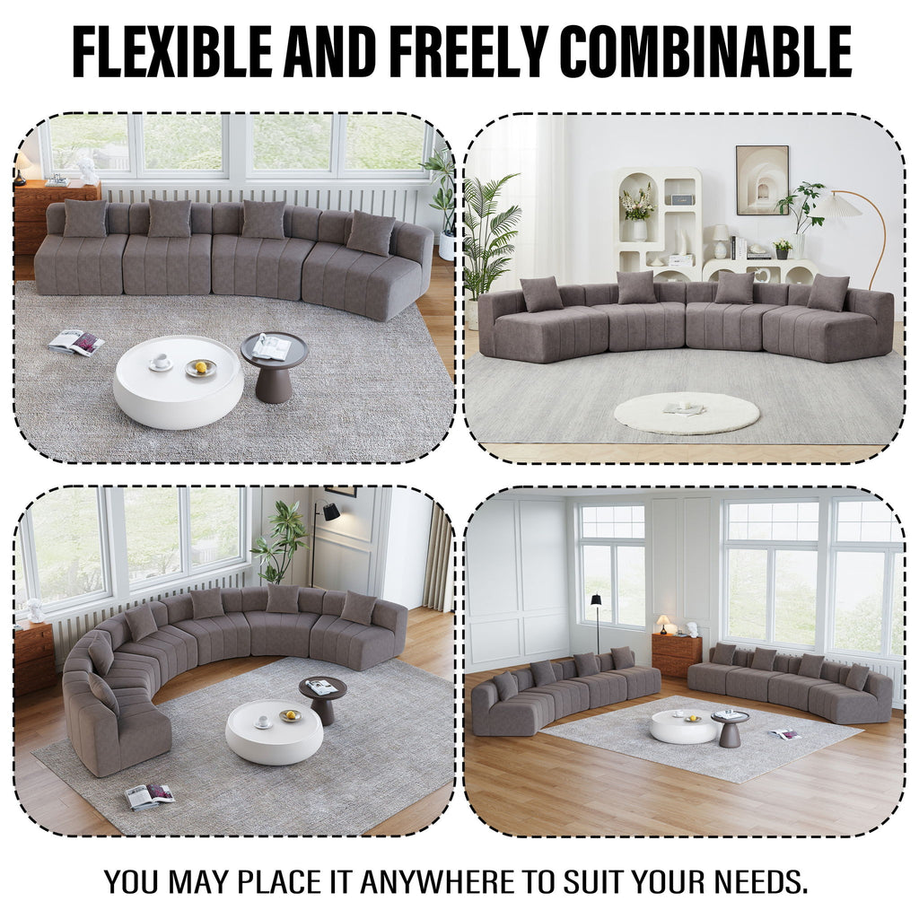 Modular Sectional Sofa With 2 Pillows, Symmetrical Design