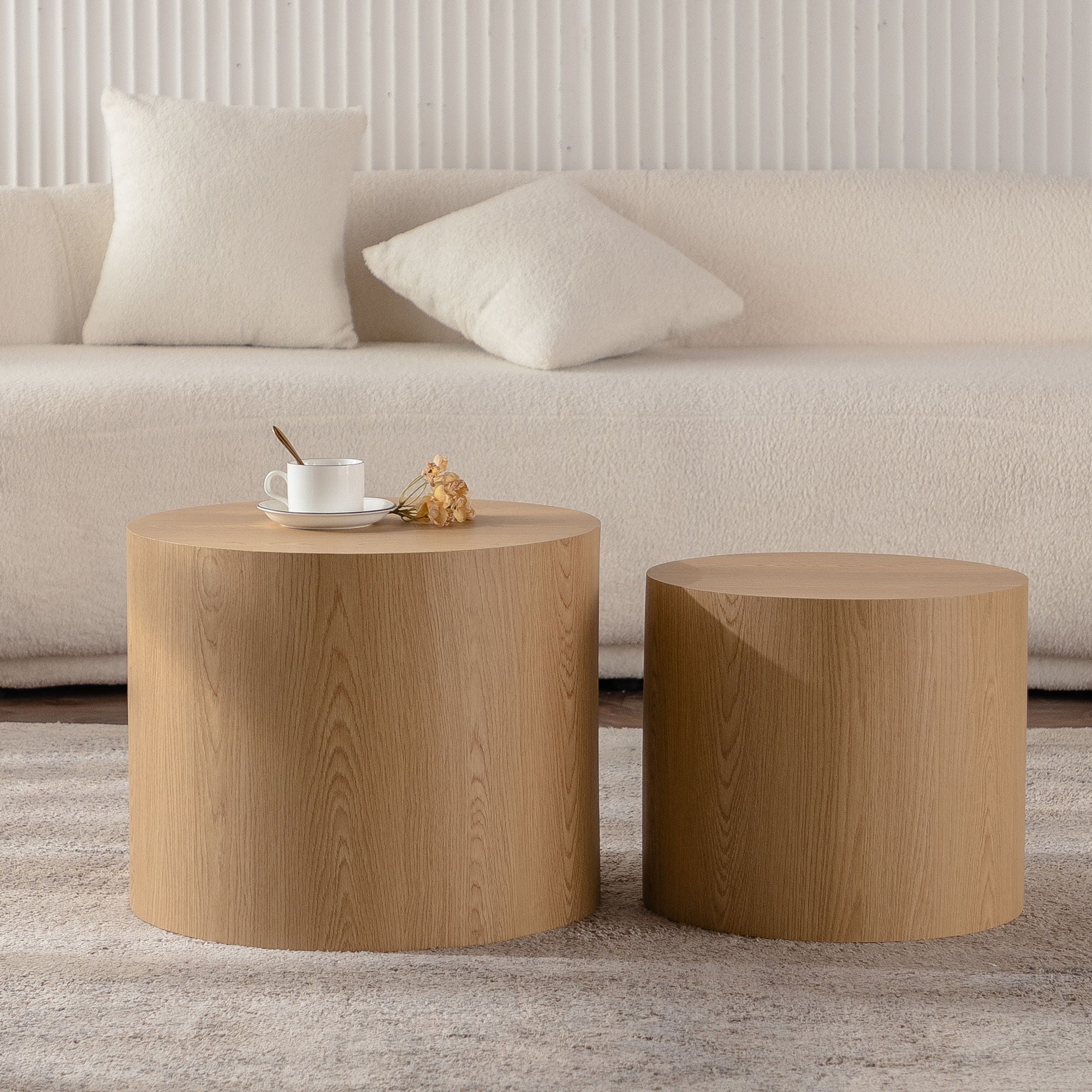 Round Nesting Coffee Table For Small Space (Set of 2)