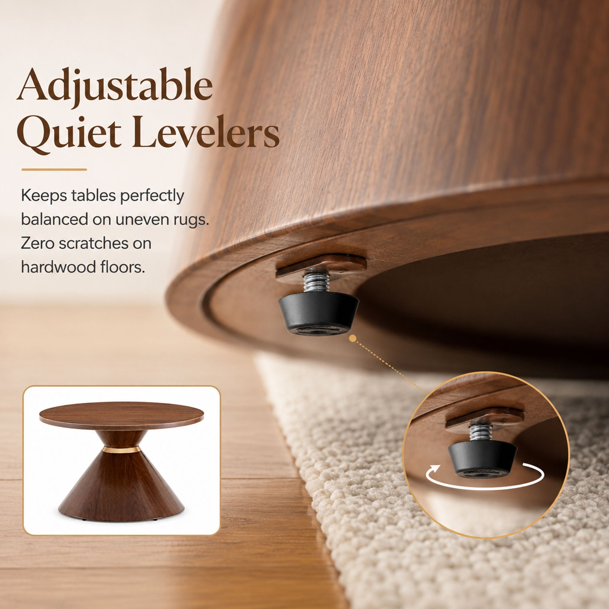 2 Piece Round Coffee Table Set For Living Room