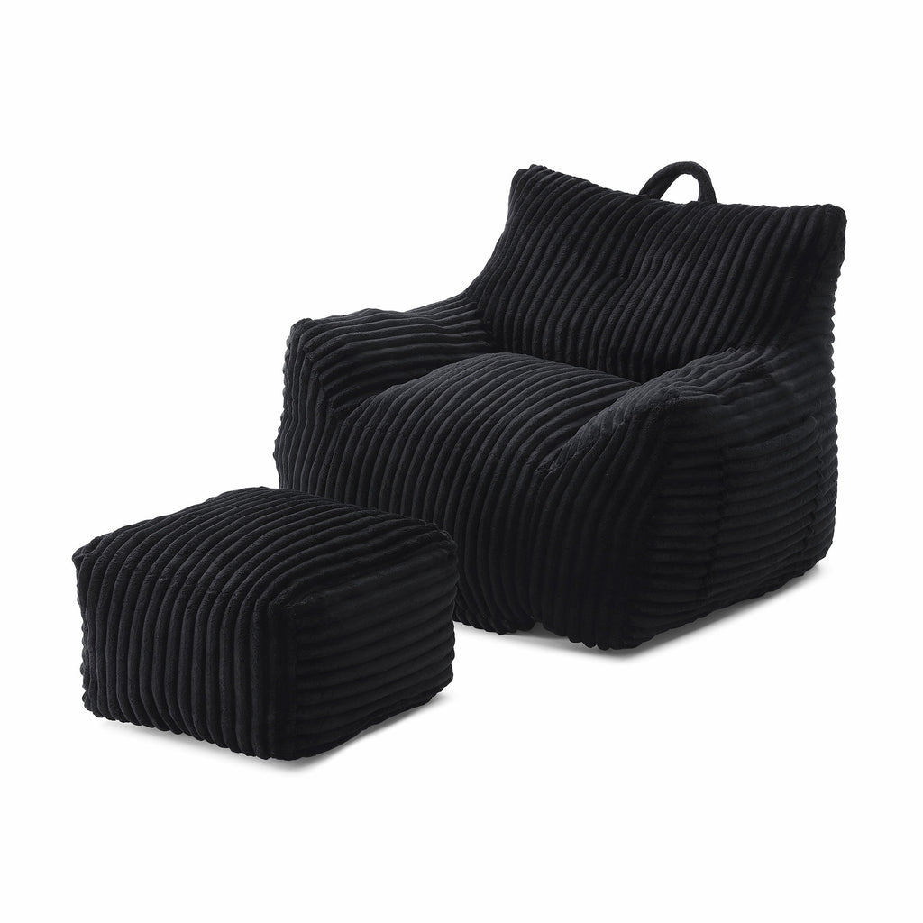 Giant Bean Bag Chair With Armrests And Footstool