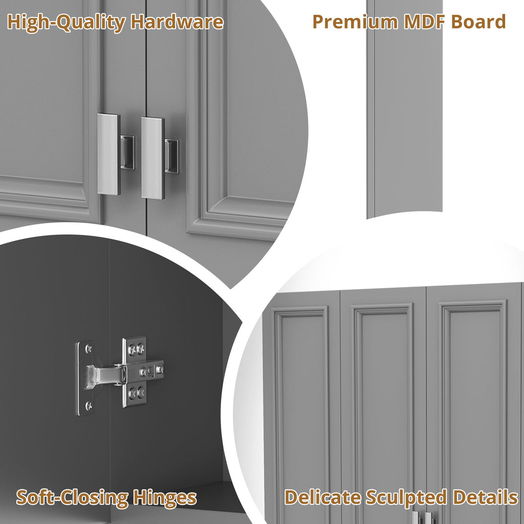 Wall Mounted Bathroom Cabinet With 5 Adjustable Shelves