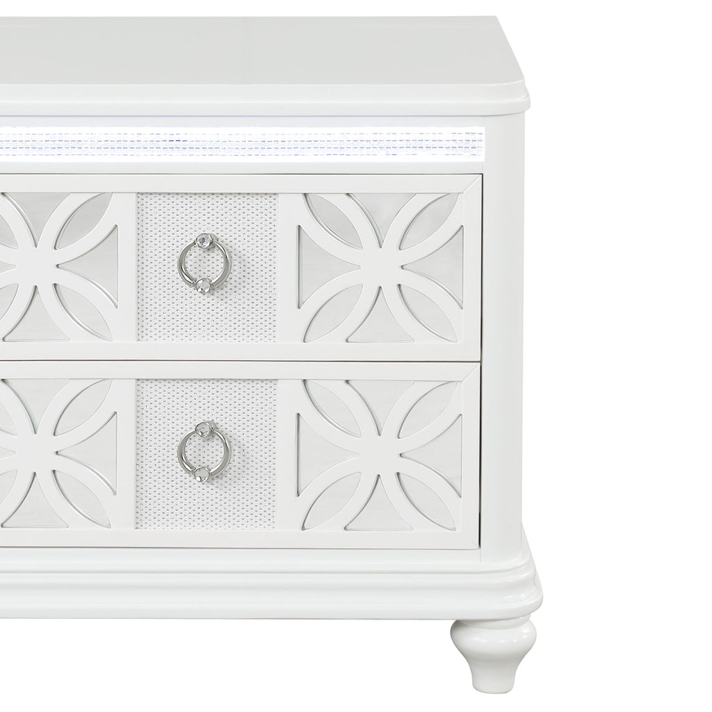 Abigale - 2 Drawer Nightstand With LED - White