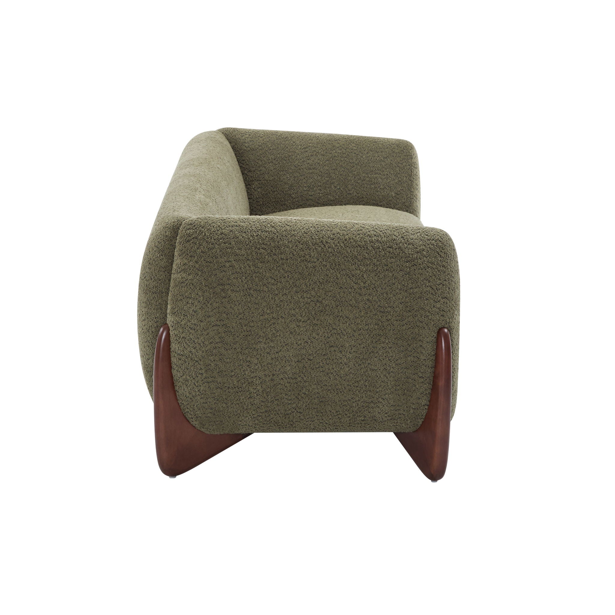 Contemporary Boucle Sherpa Sofa With Birch Wood Legs