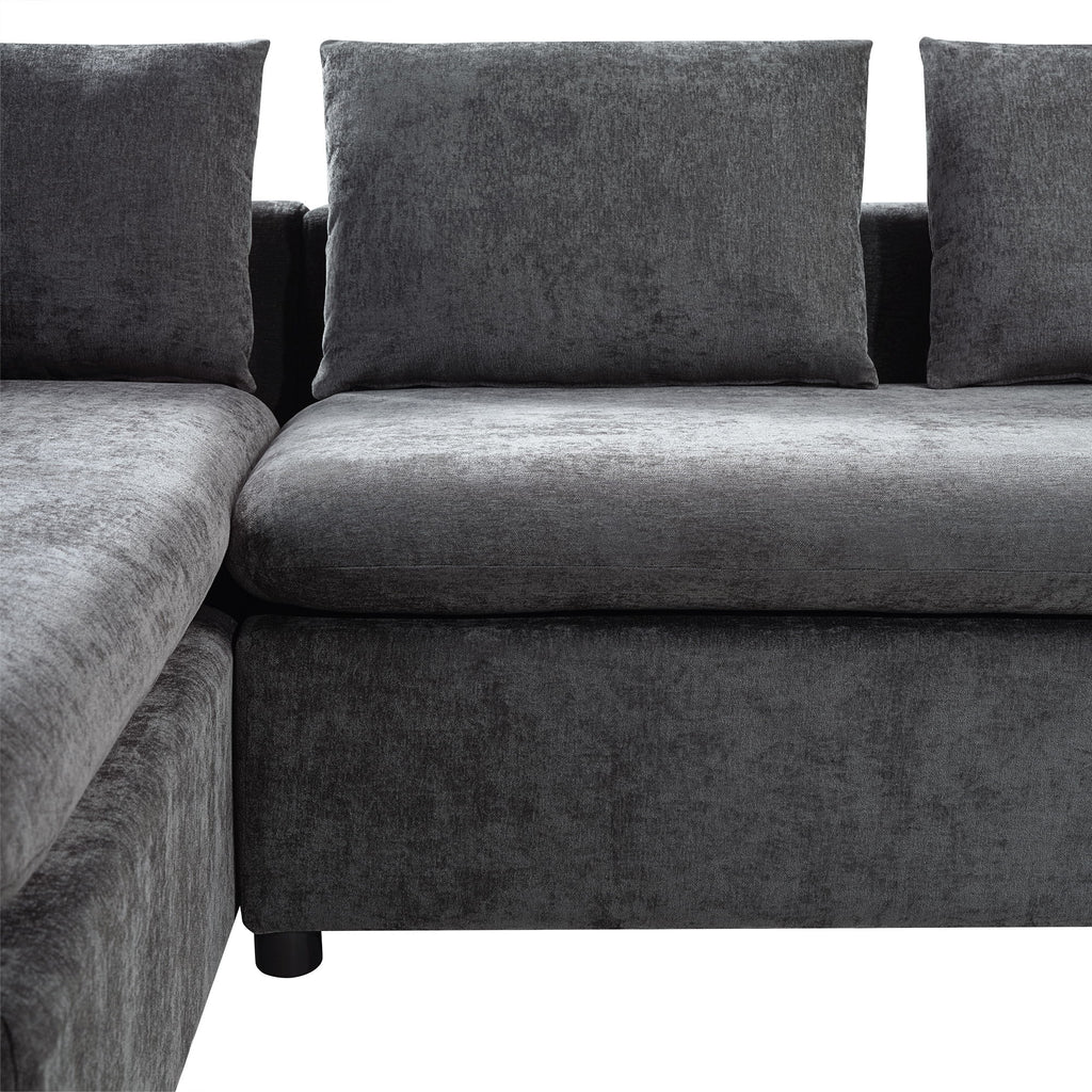 Modern L Shaped Sectional Sofa With Upholstery And Wooden Storage