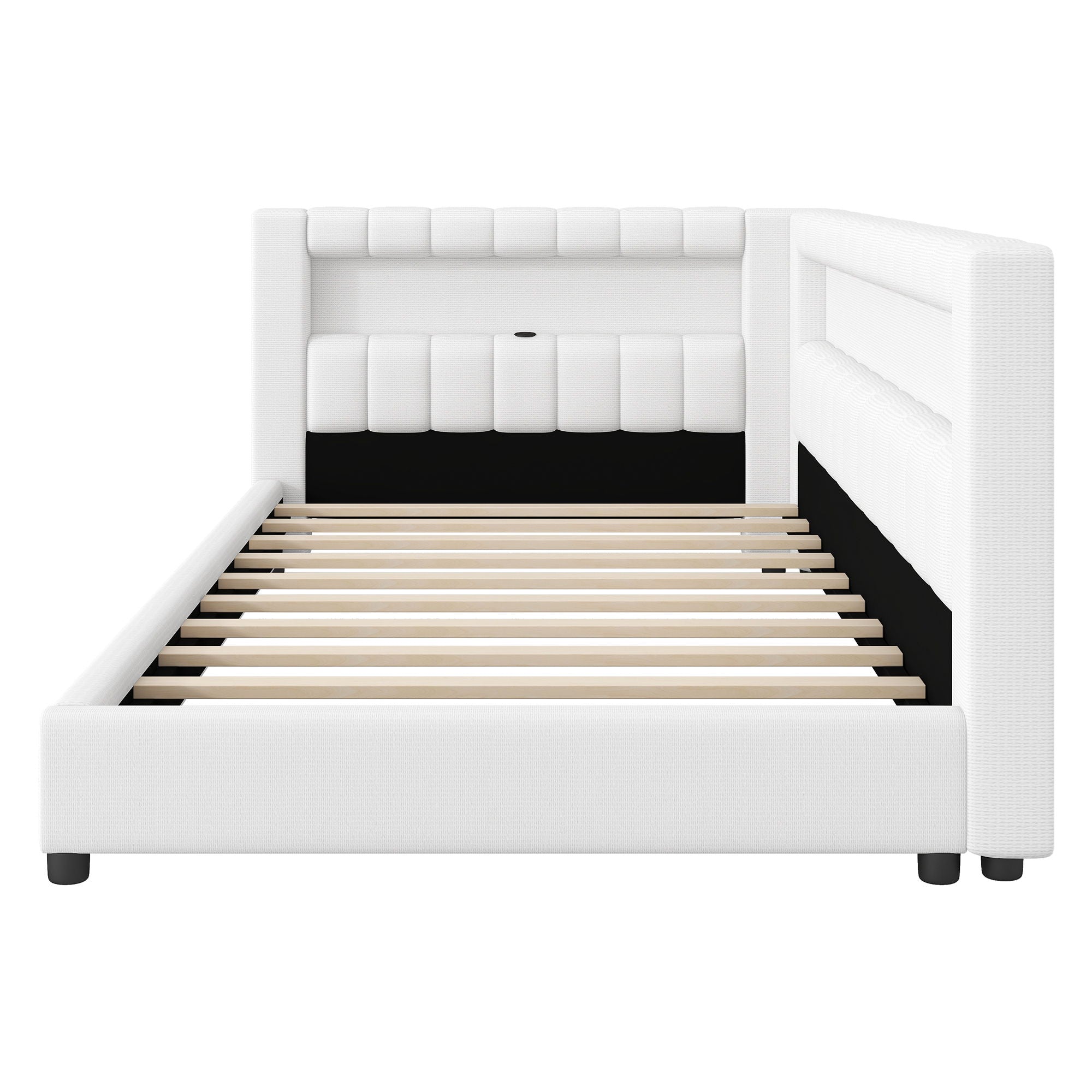 Upholstered Platform Bed With LED Belt And USB Ports
