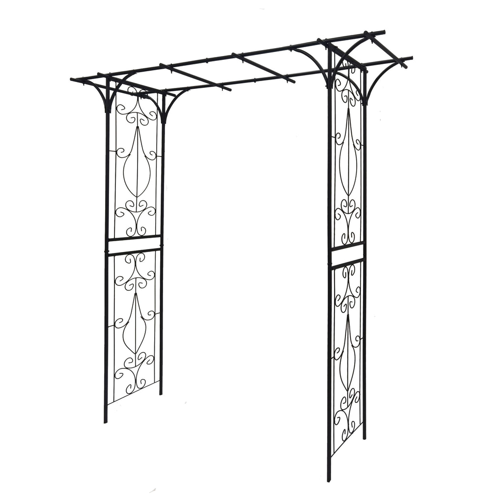 Metal Garden Arch Climbing Plants Support Rose Arch Outdoor - Black