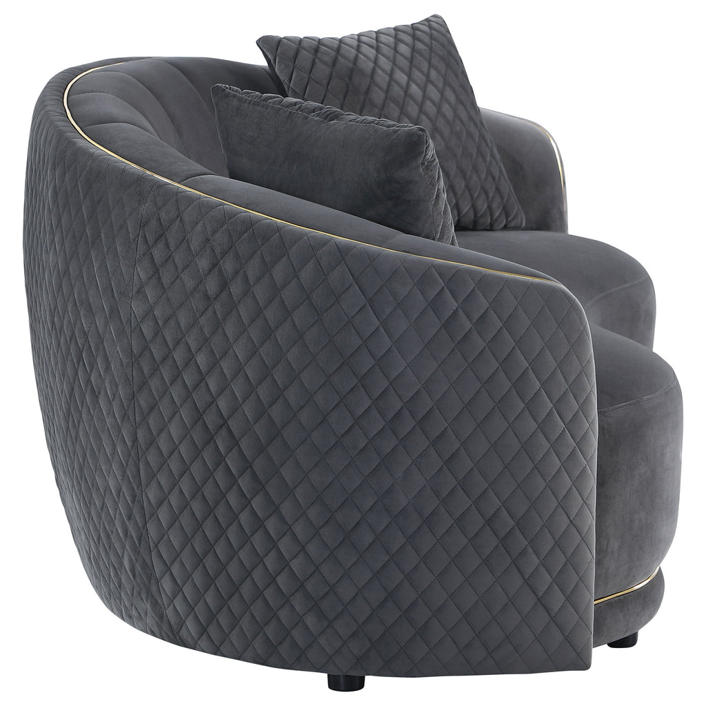 Lorraine - Upholstered Curved Loveseat - Dark Gray