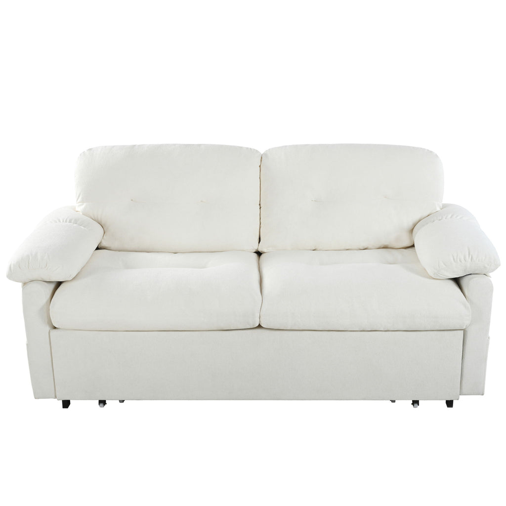 Convertible Pull Out Sofa Bed Queen Size, 3 In 1 With Side Storage