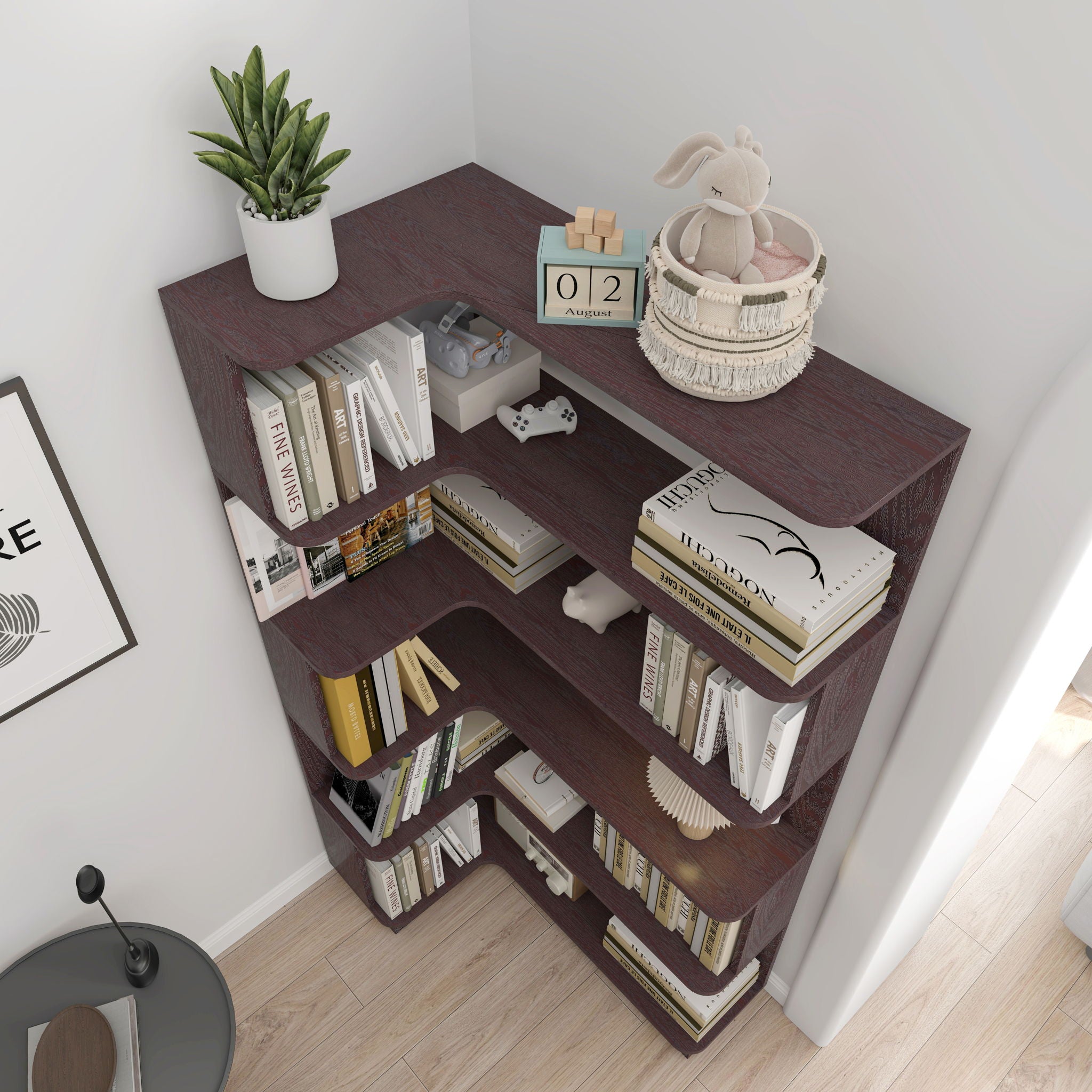 L-Shaped Corner Bookshelf