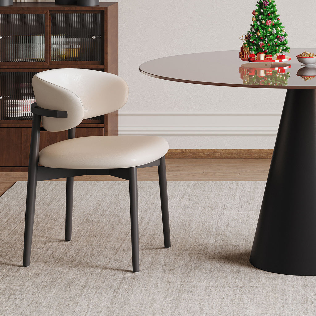 Round Dining Table - Black / Brown - Glass