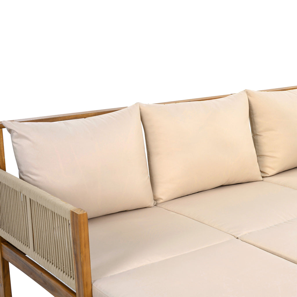 Outdoor Daybed, Patio Sofa Bed, 3 Seat Convertible Sunbed