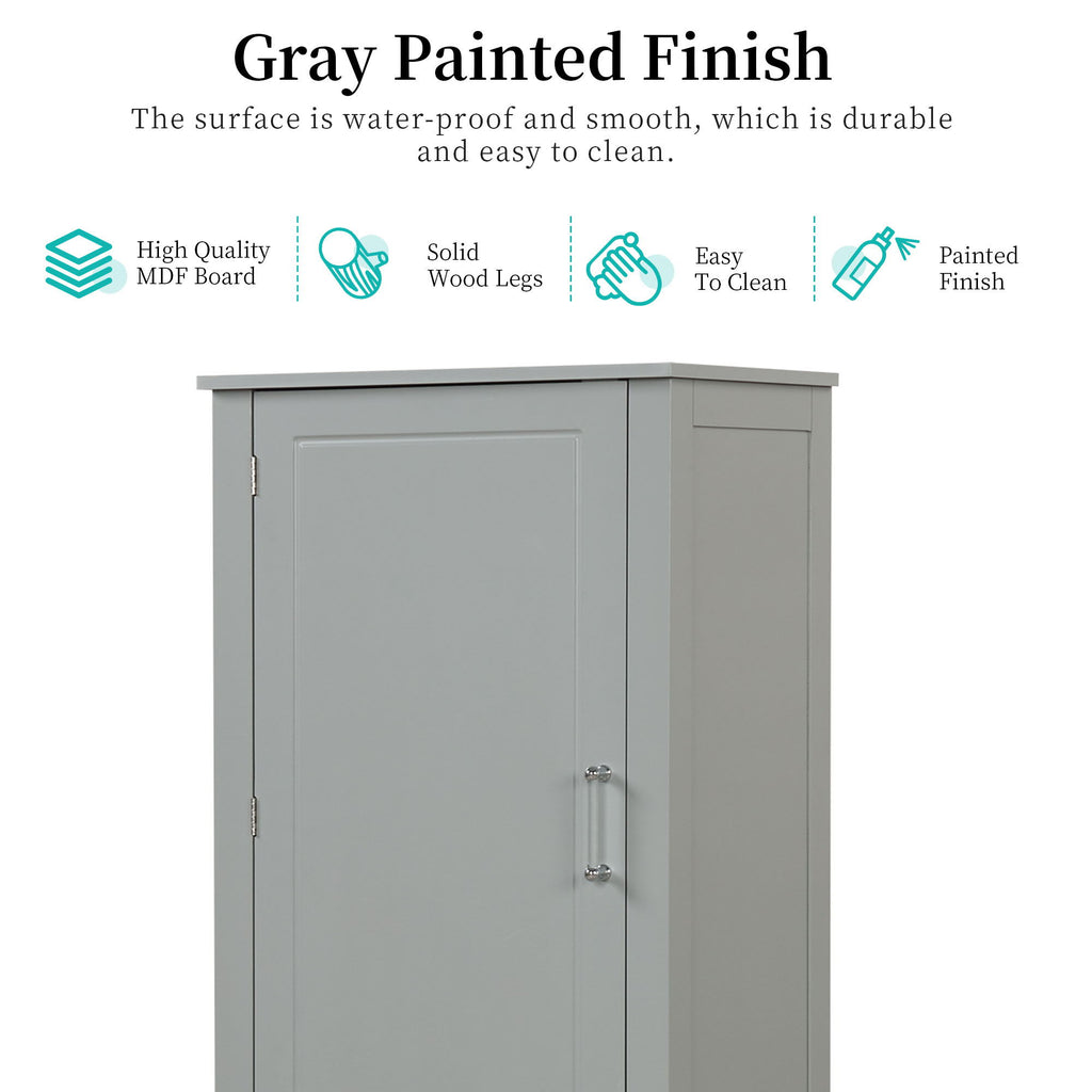 Tall Freestanding Bathroom Storage Cabinet With 2 Drawers And Adjustable Shelf