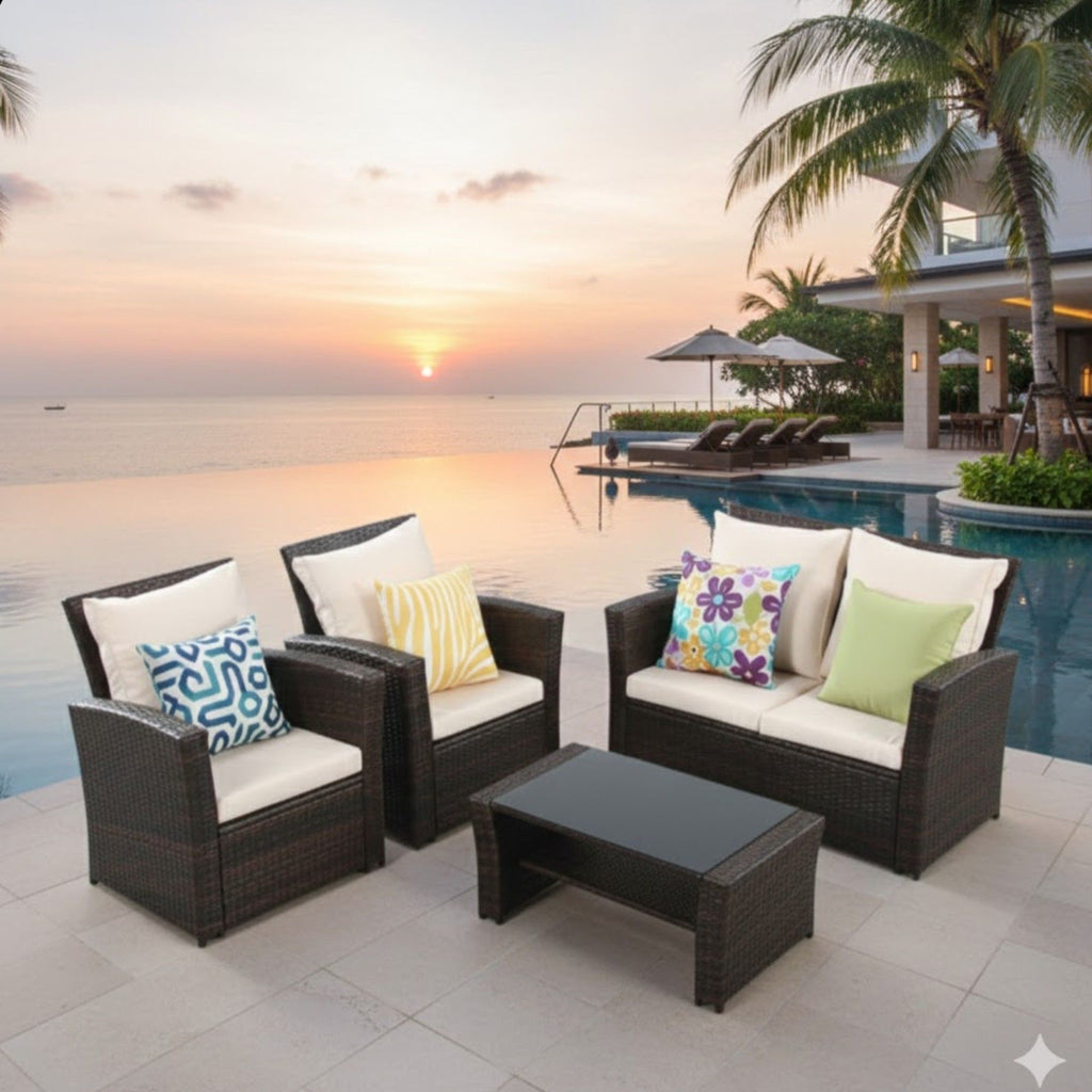 Modern Patio Set With Table And Cushions