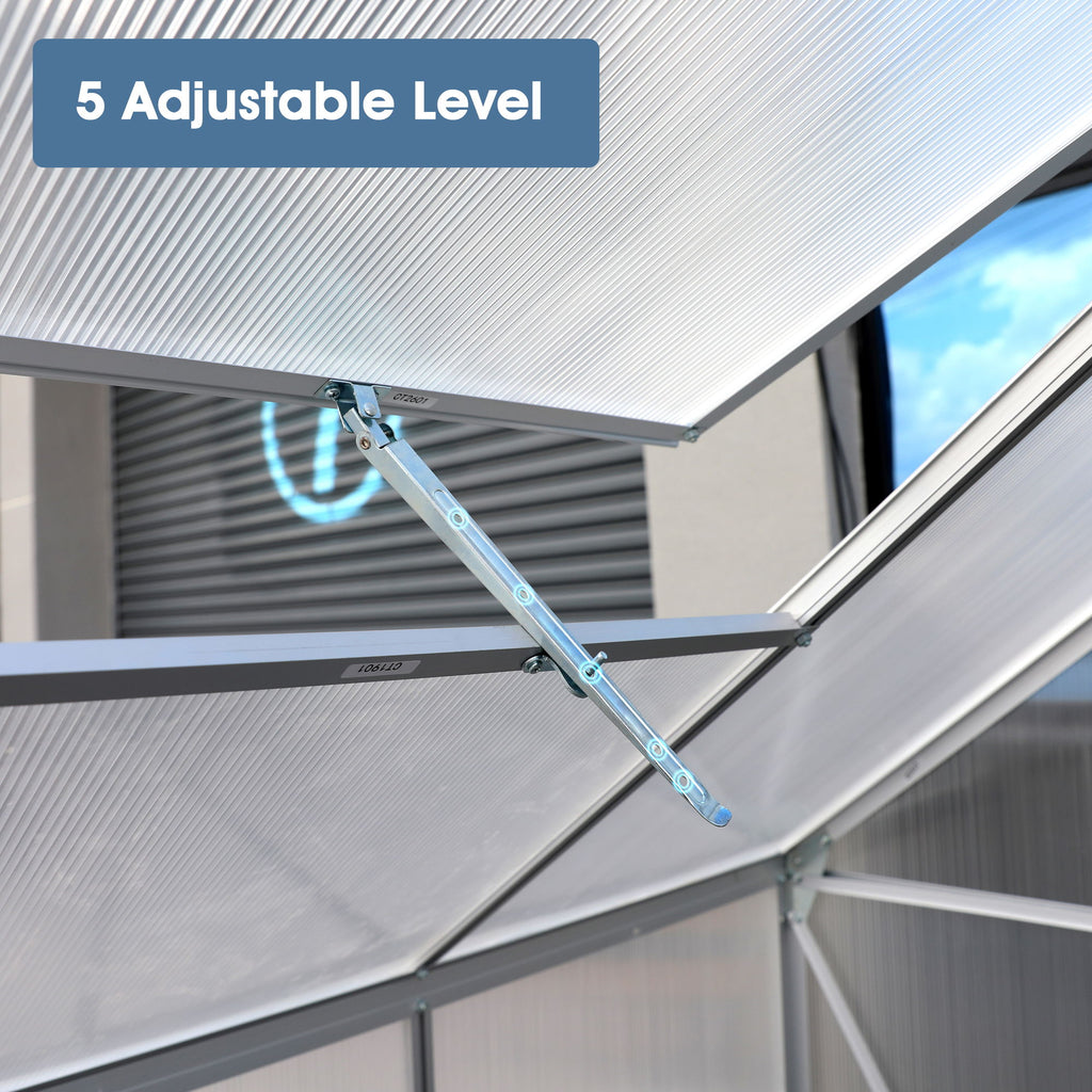 Walk-In Polycarbonate house & Roof Vent, Sliding Doors, Aluminum Hobby Hot House For Outdoor