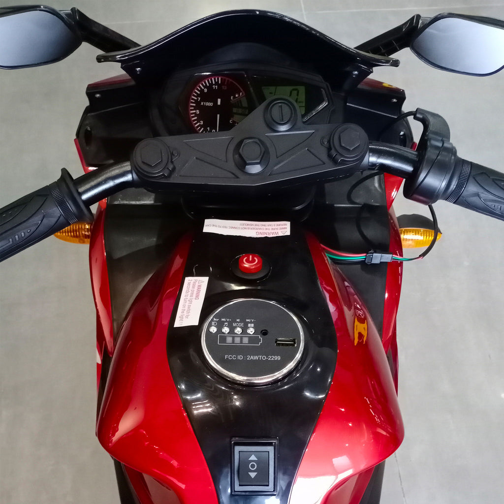 Kids 12V Motorcycle With Training Wheels, Manual Throttle, And Lighting Wheels For Boys And Girls Ages 3-6 - Red
