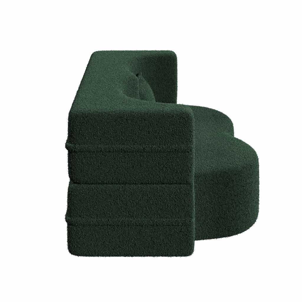 Modern Floor Sofa, With 2 Pillows, Convertible Teddy Fabric Foam Filled Bed