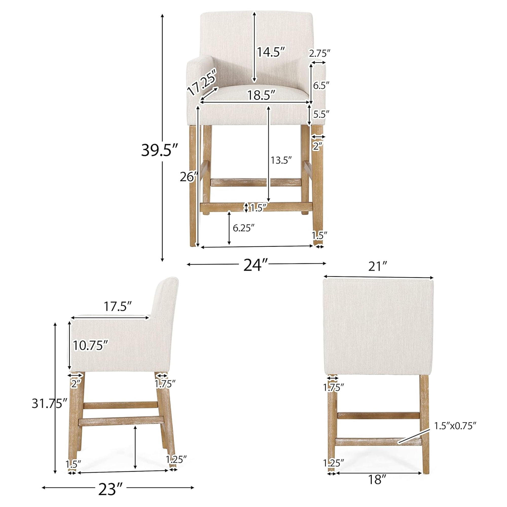 Serenitia - Upholstered Counter Chair With Straight Arm