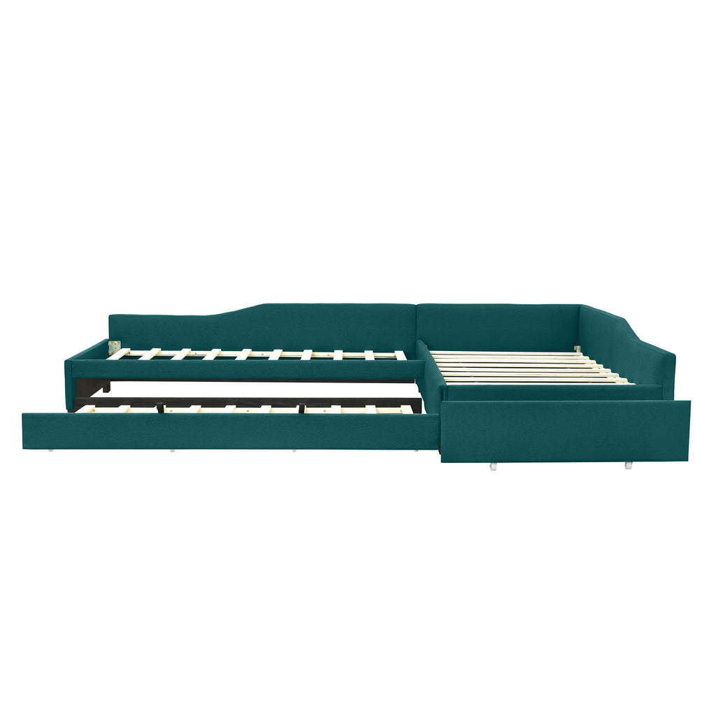 Upholstered Double Daybed With Trundle And Drawer