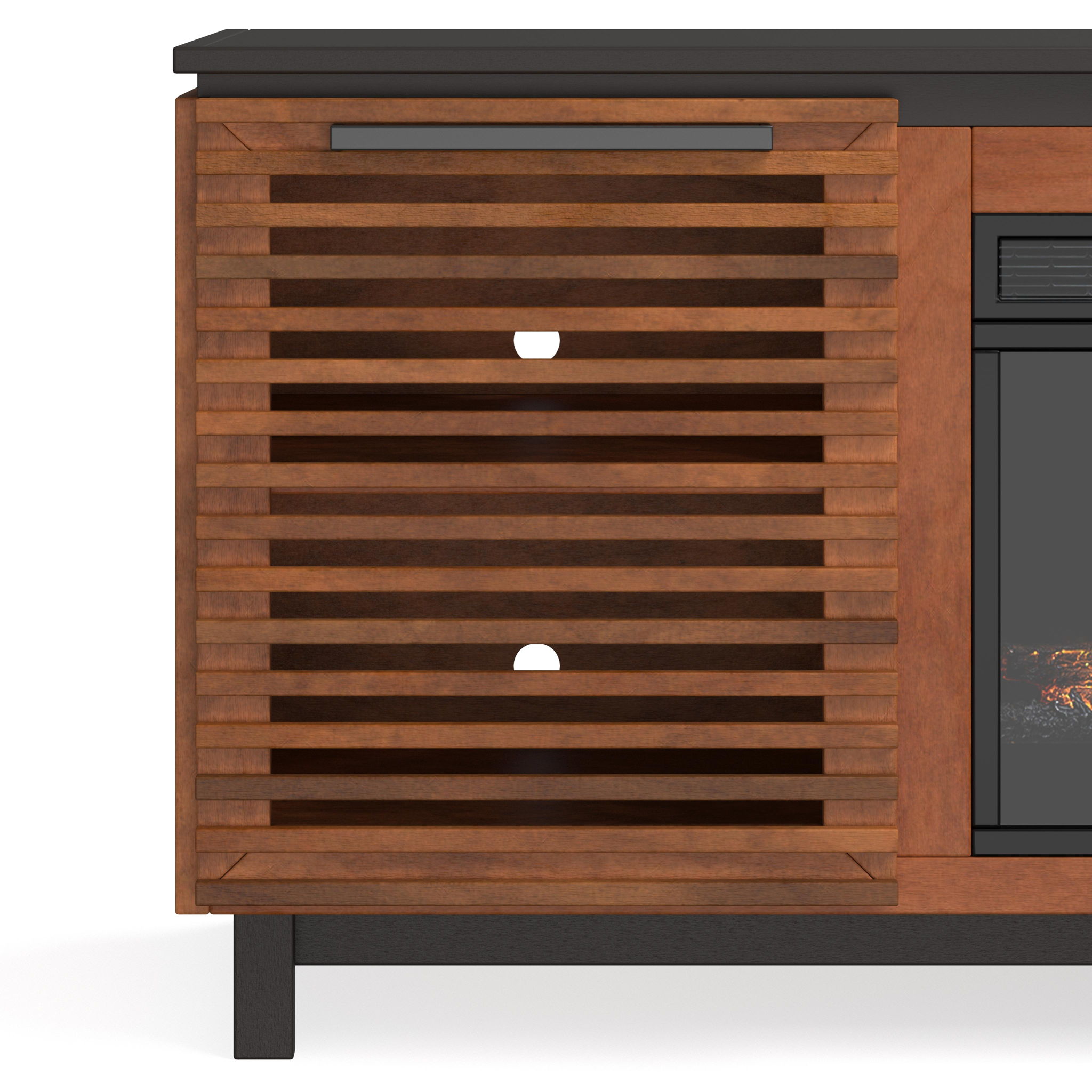 Fireplace TV Stand Console For TVs Up To 100" - Black / Bourbon