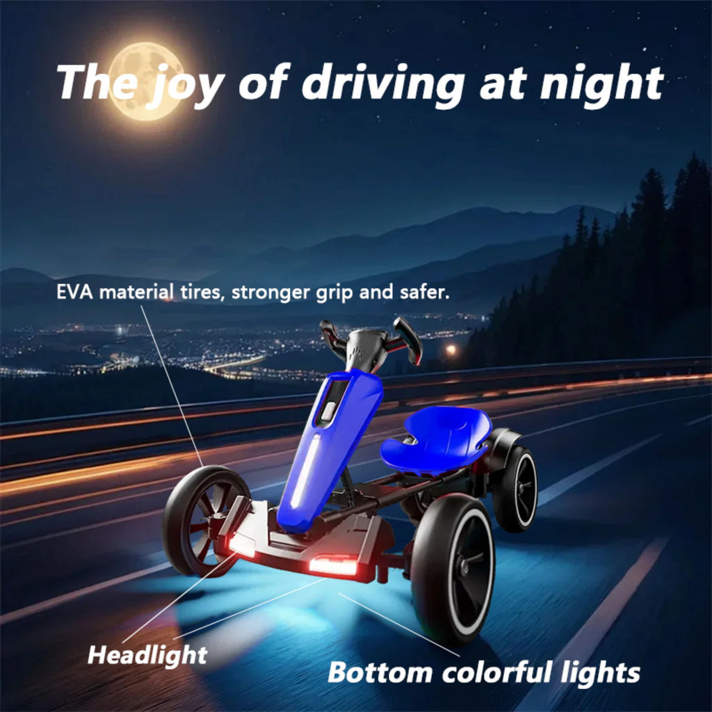 Electric Kids Pedal Go Kart With Adjustable Seat, Foldable Design